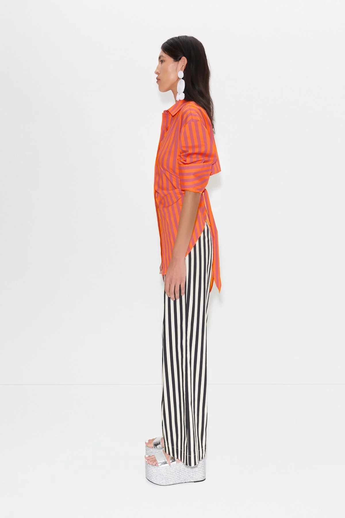 Simon Miller Pia Poplin Pant - Black/White Stripe - Image 4