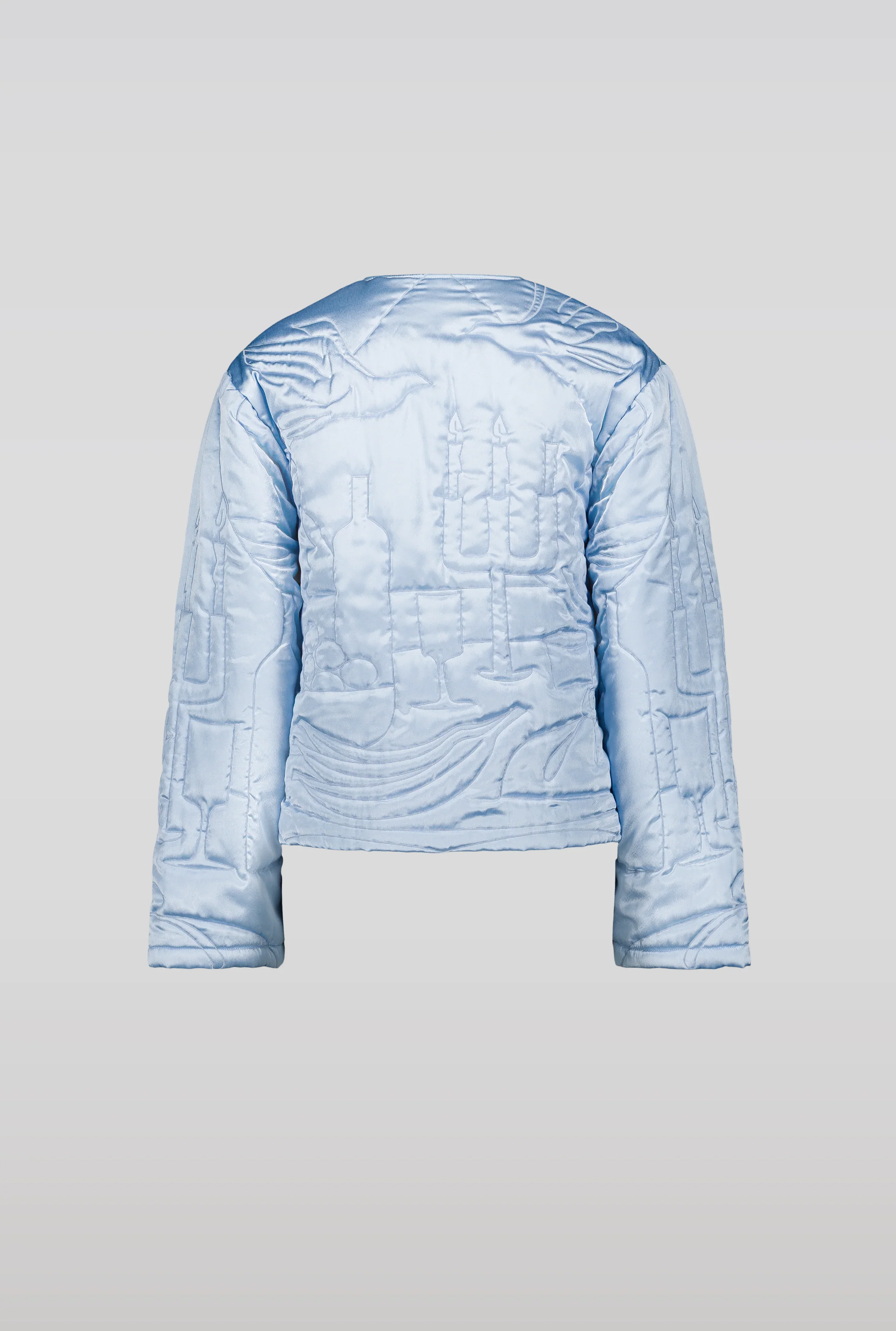 SAEMDI Padded Embroidery Jacket - Baby Blue - Image 3