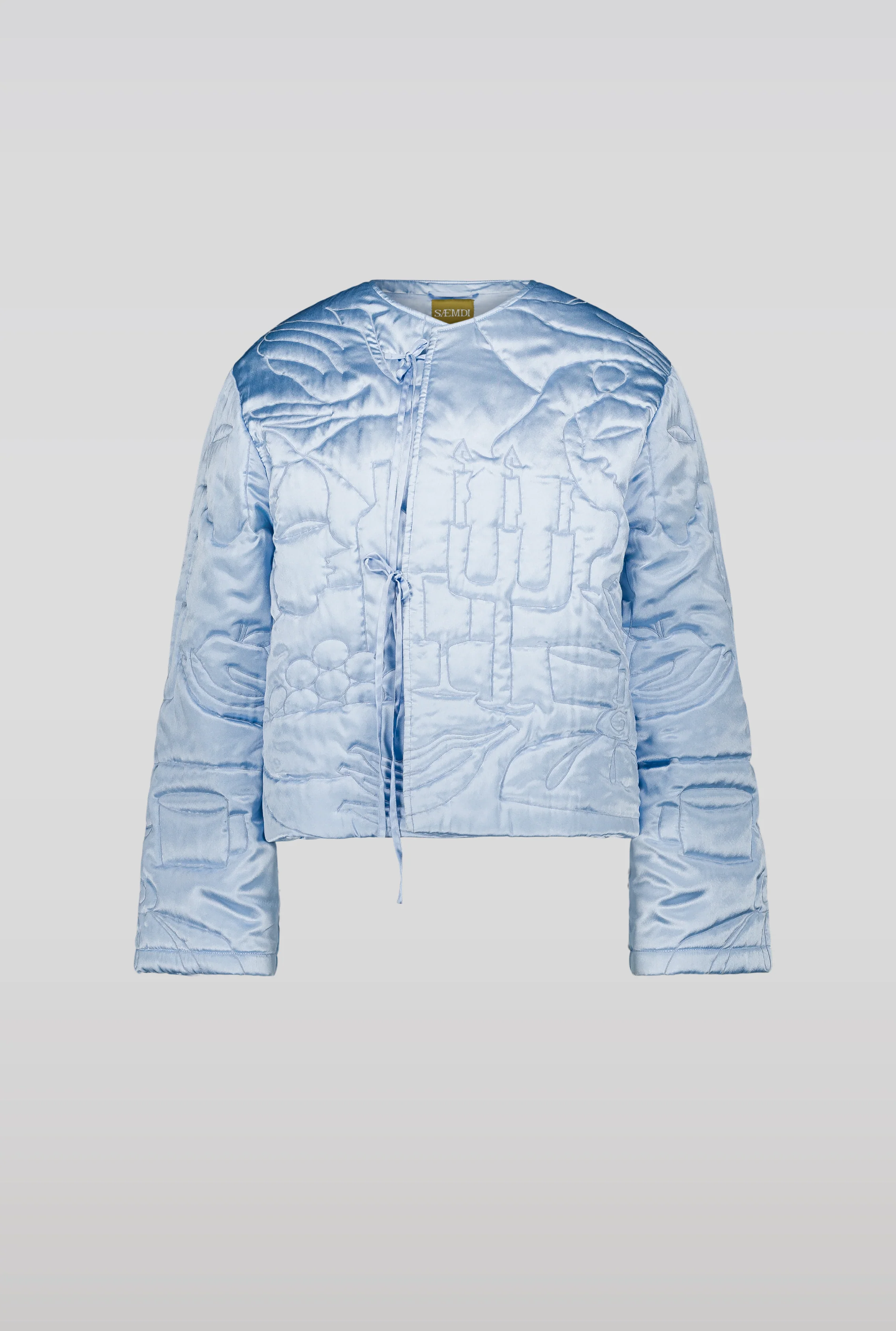 SAEMDI Padded Embroidery Jacket - Baby Blue - Image 4