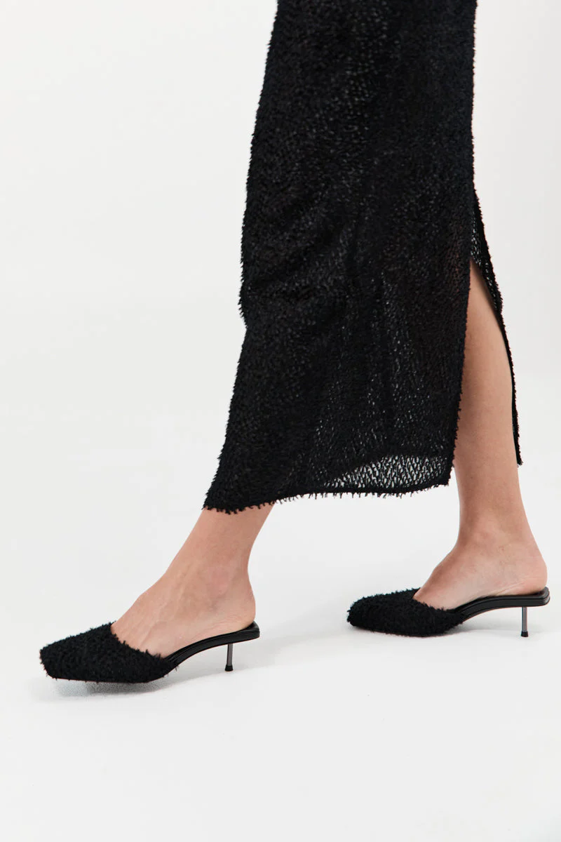 St. Agni Feathered Square Toe Heel - Black - Image 4