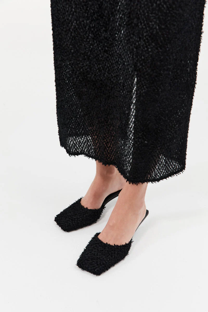 St. Agni Feathered Square Toe Heel - Black - Image 5