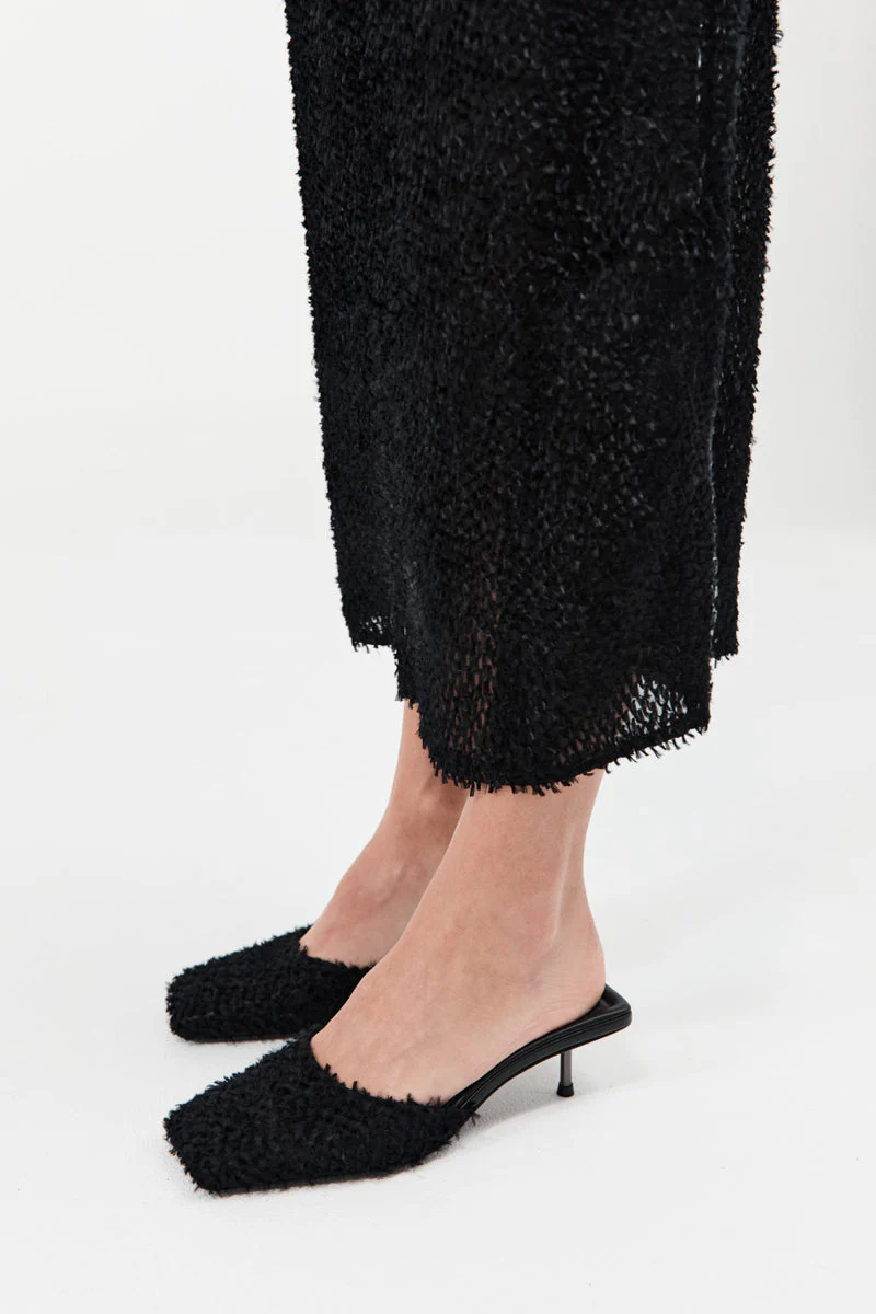 St. Agni Feathered Square Toe Heel - Black - Image 6