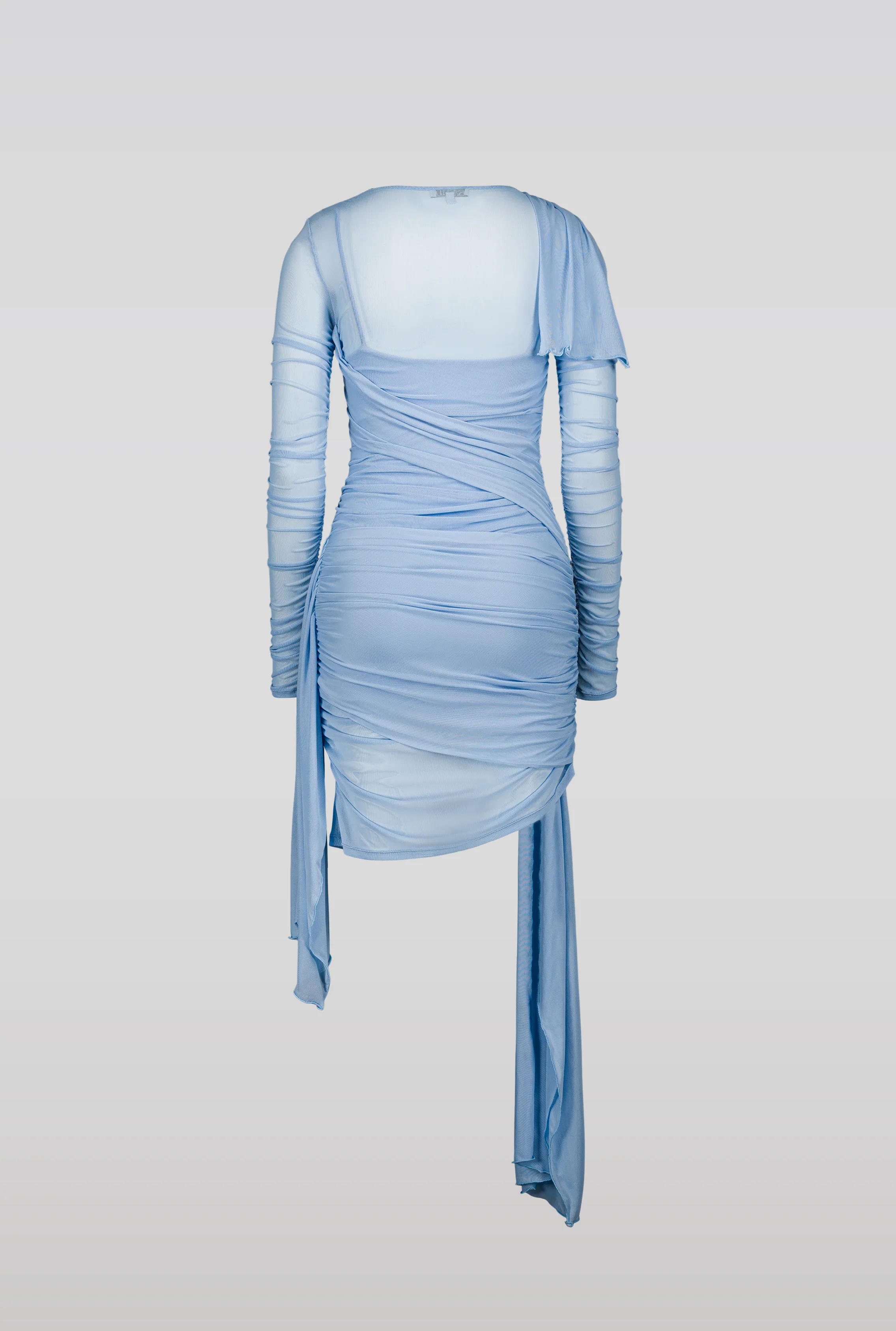 SAEMDI Draped Mesh Dress - Baby Blue - Image 3