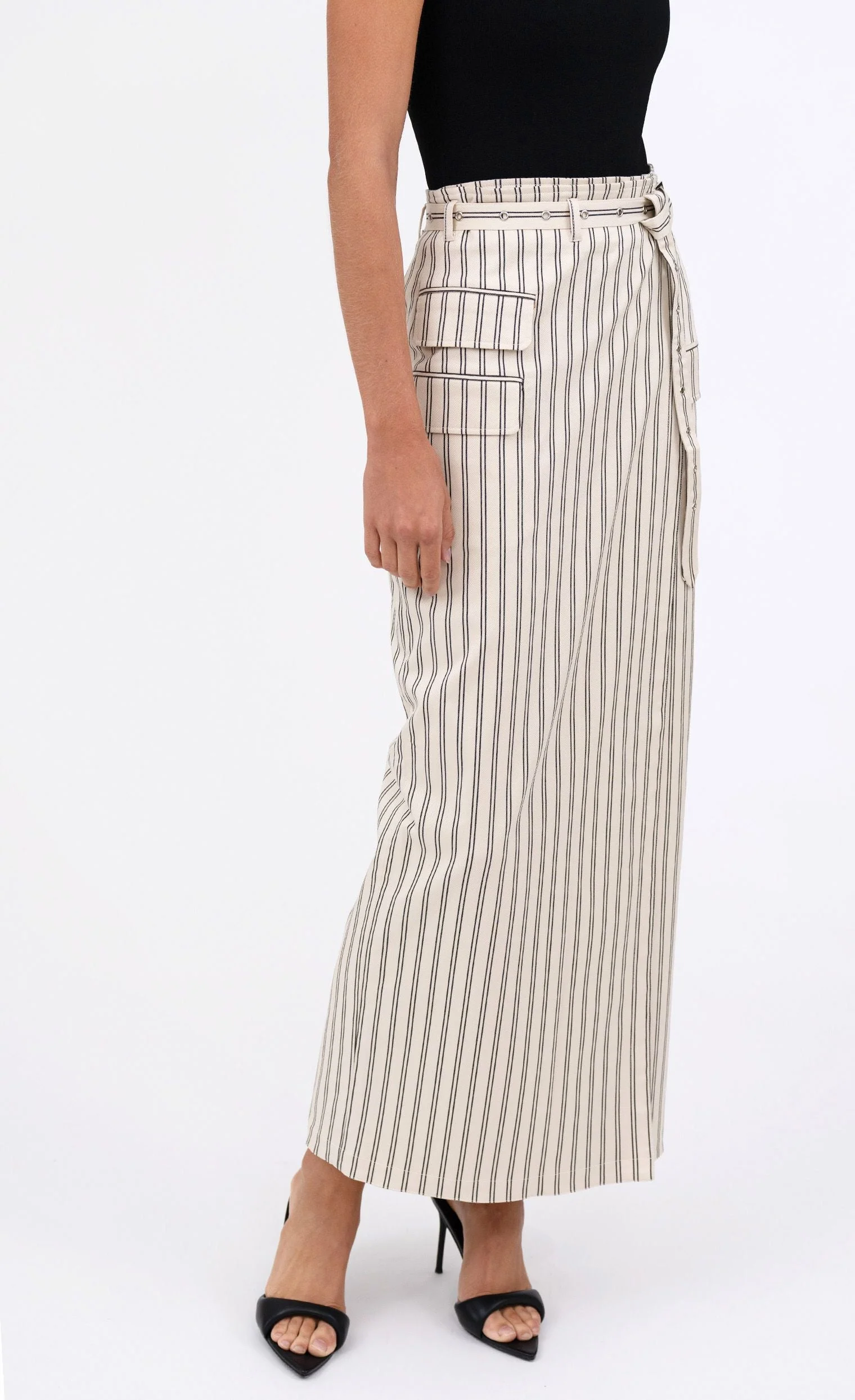 Nonchalant Label Ula Skirt - White/Black Stripe - Image 4