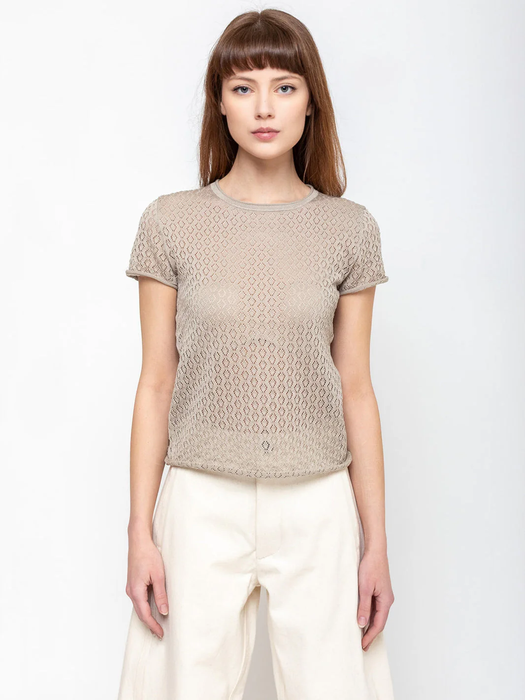 Lauren Manoogian Pointelle Baby Tee - Clay - Image 4
