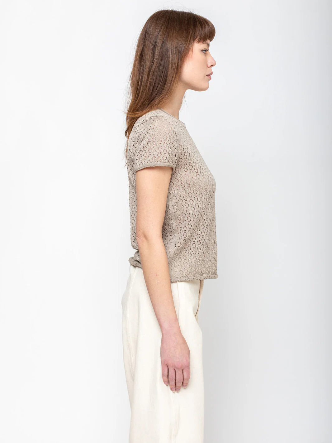 Lauren Manoogian Pointelle Baby Tee - Clay - Image 5