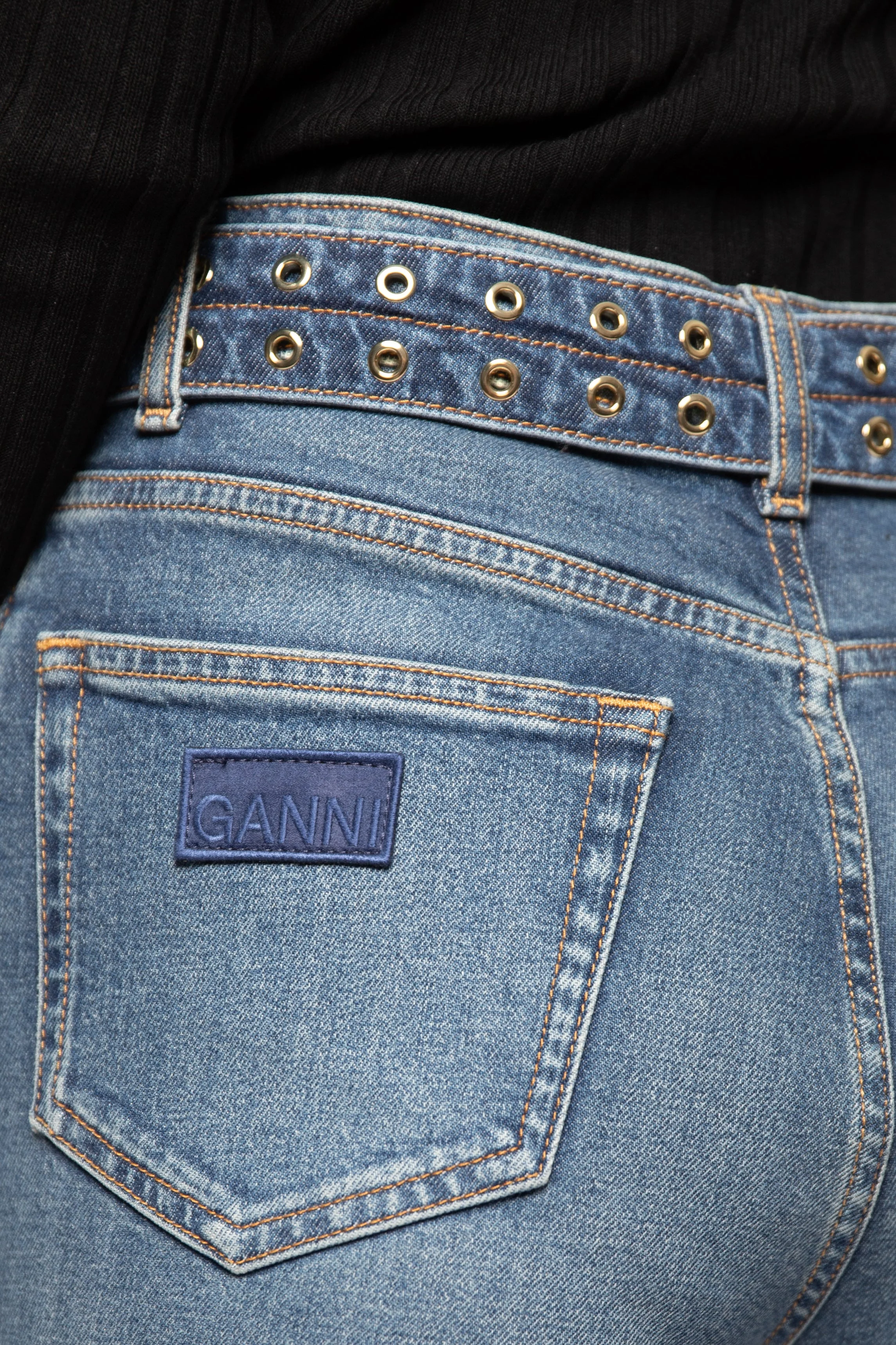 Ganni Future Denim Belted Carri Jean - Blue - Image 2