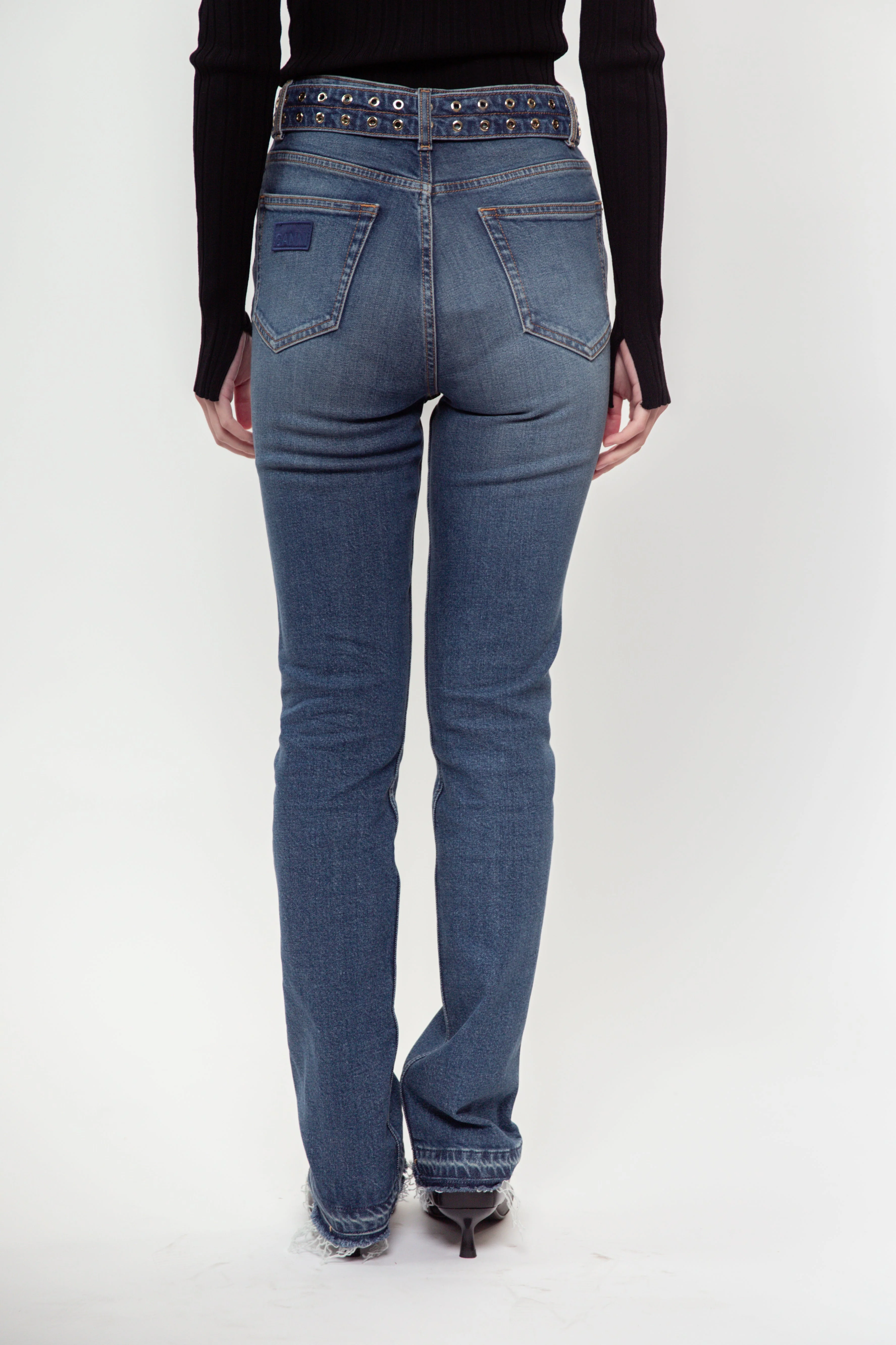Ganni Future Denim Belted Carri Jean - Blue - Image 4