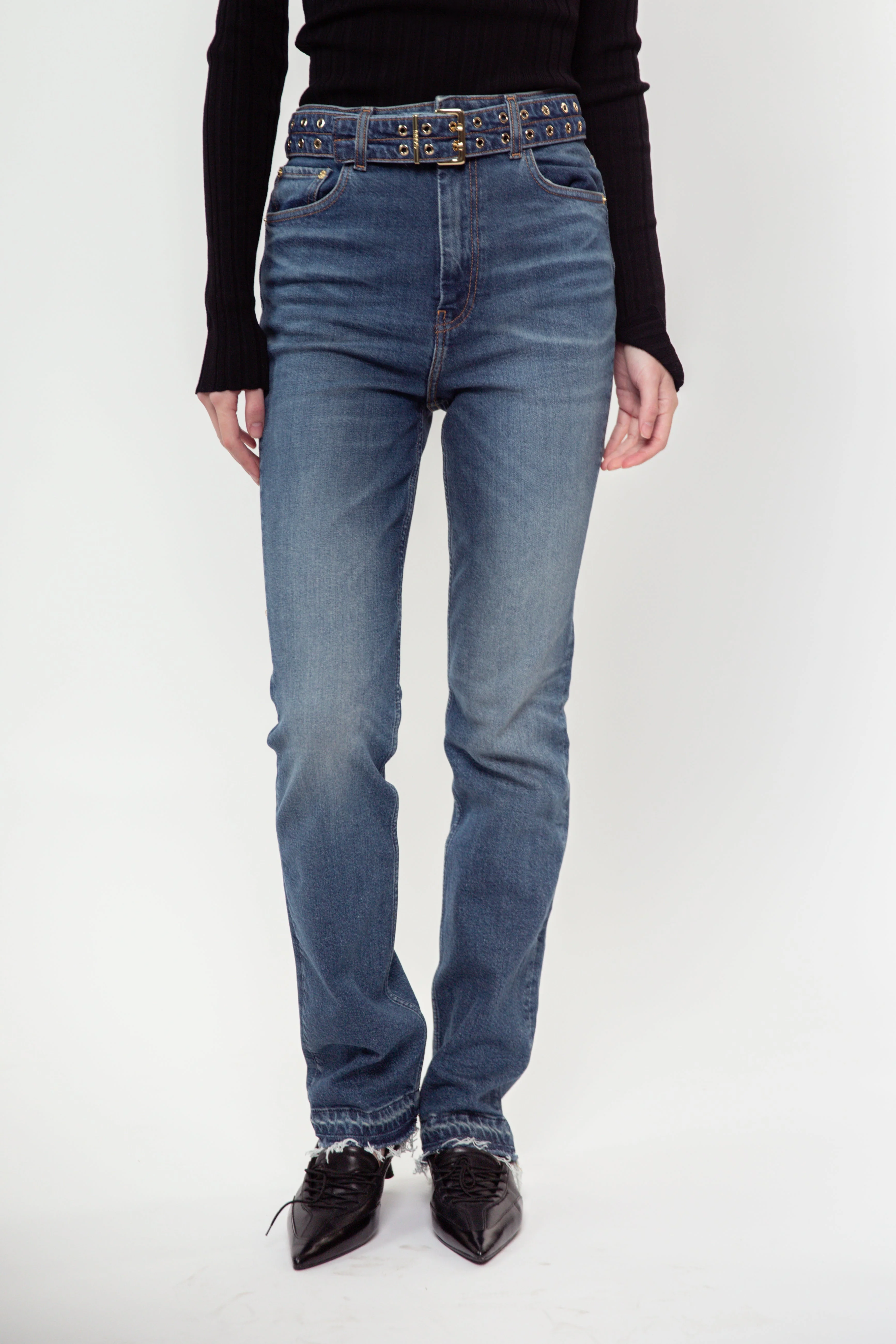 Ganni Future Denim Belted Carri Jean - Blue - Image 6
