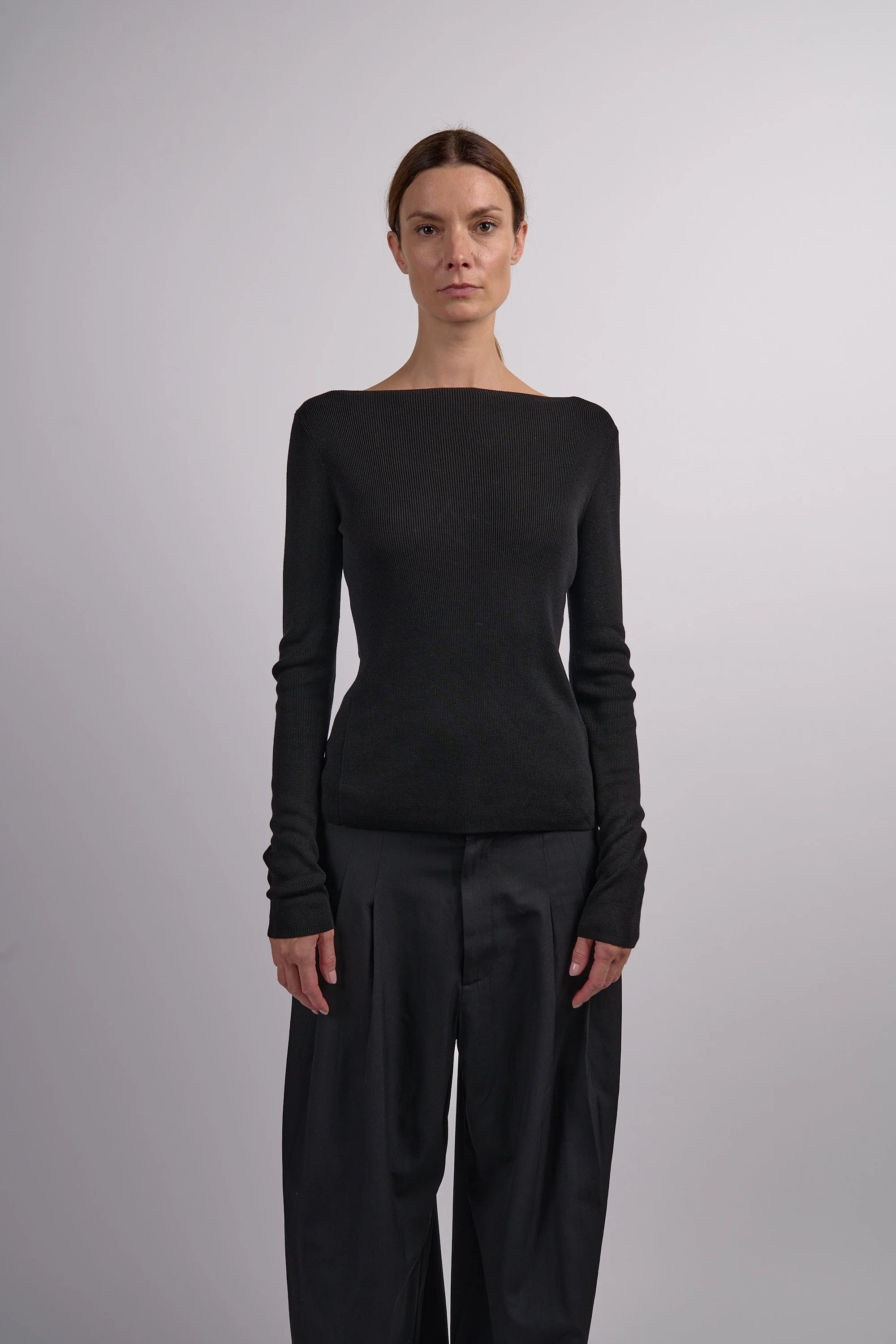 St. Agni Rouleau Tie Reversible Knit Top - Black - Image 3