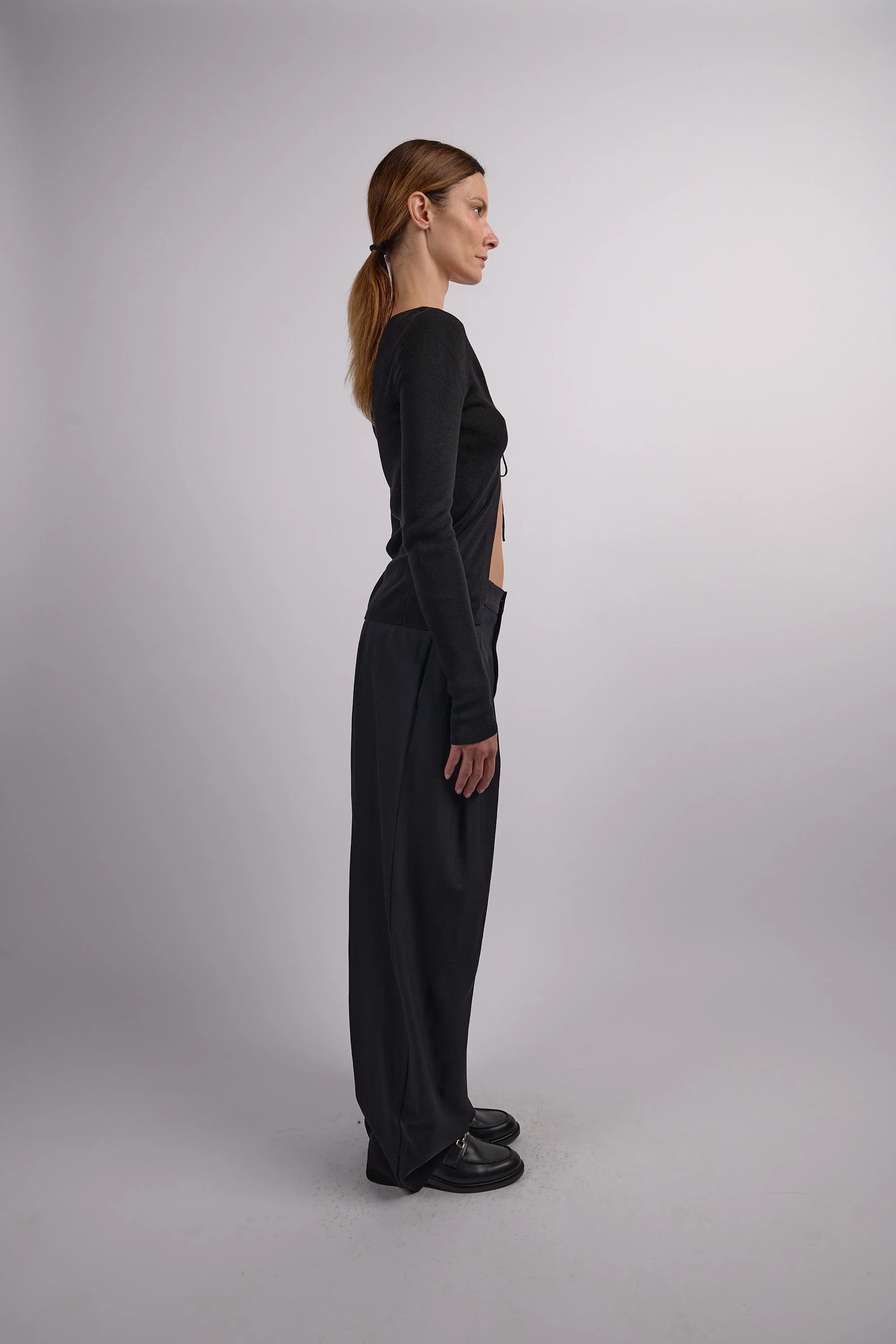 St. Agni Rouleau Tie Reversible Knit Top - Black - Image 4