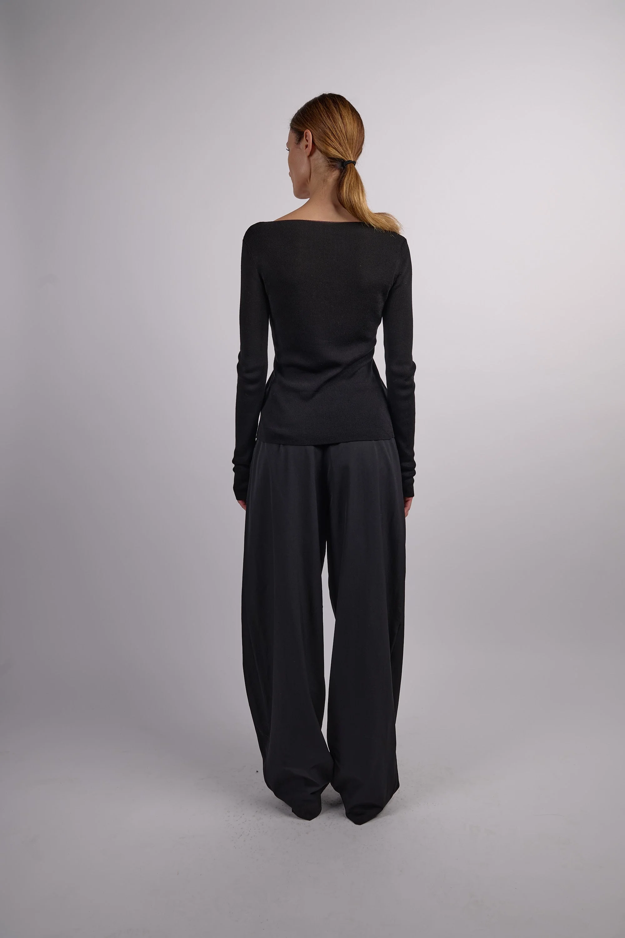 St. Agni Rouleau Tie Reversible Knit Top - Black - Image 5