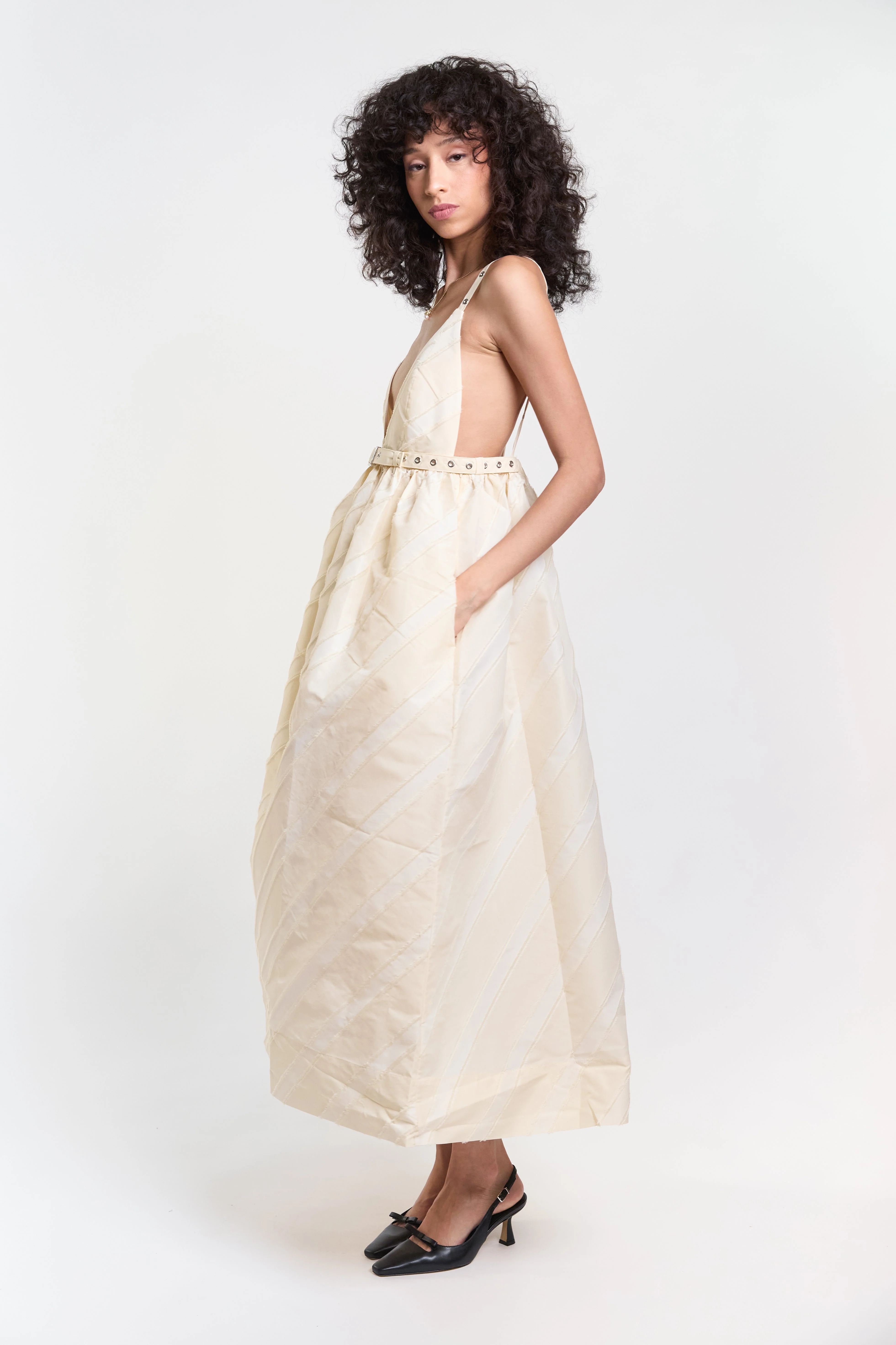 Ganni Taffeta Strap Dress - Egret - Image 2