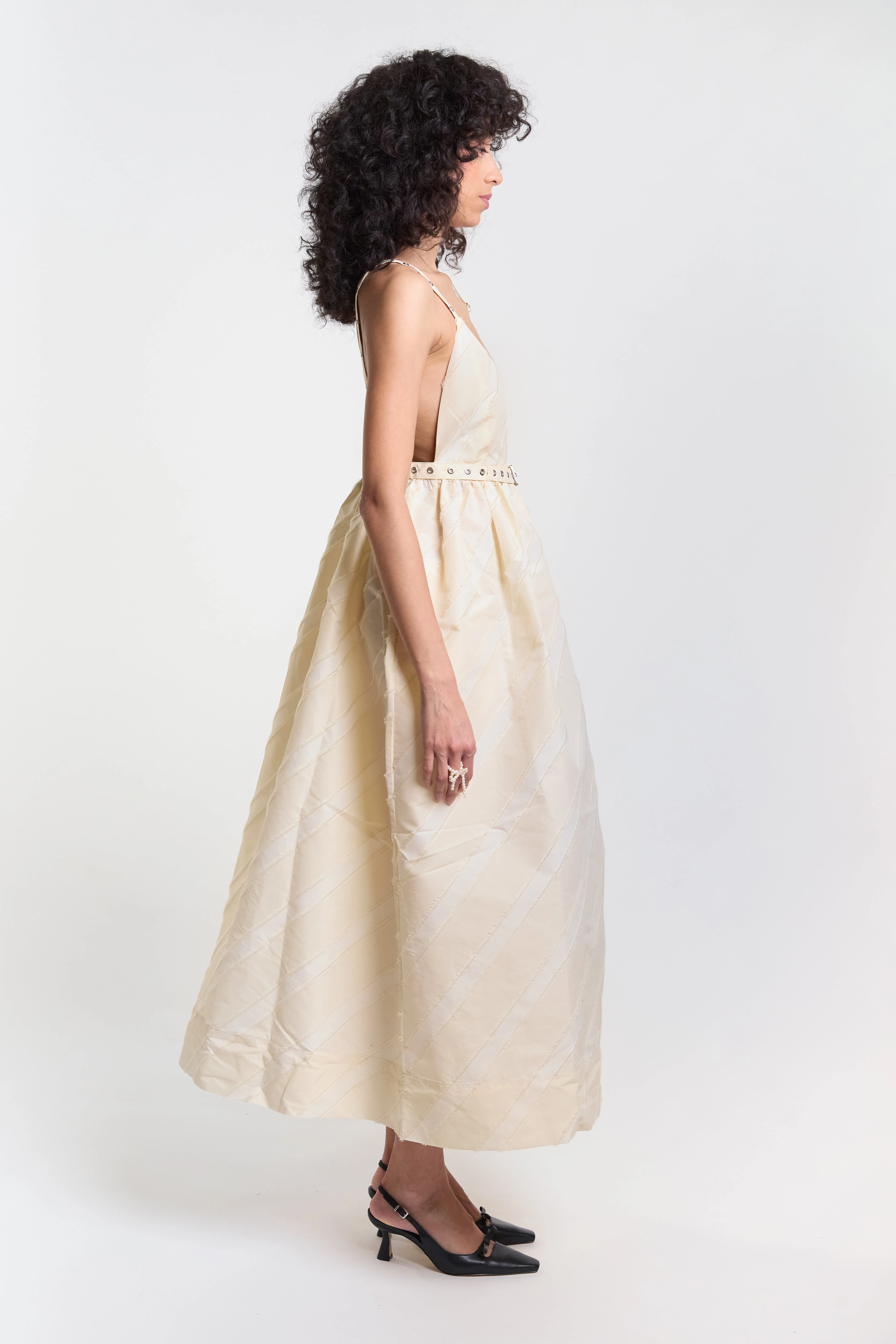 Ganni Taffeta Strap Dress - Egret - Image 3