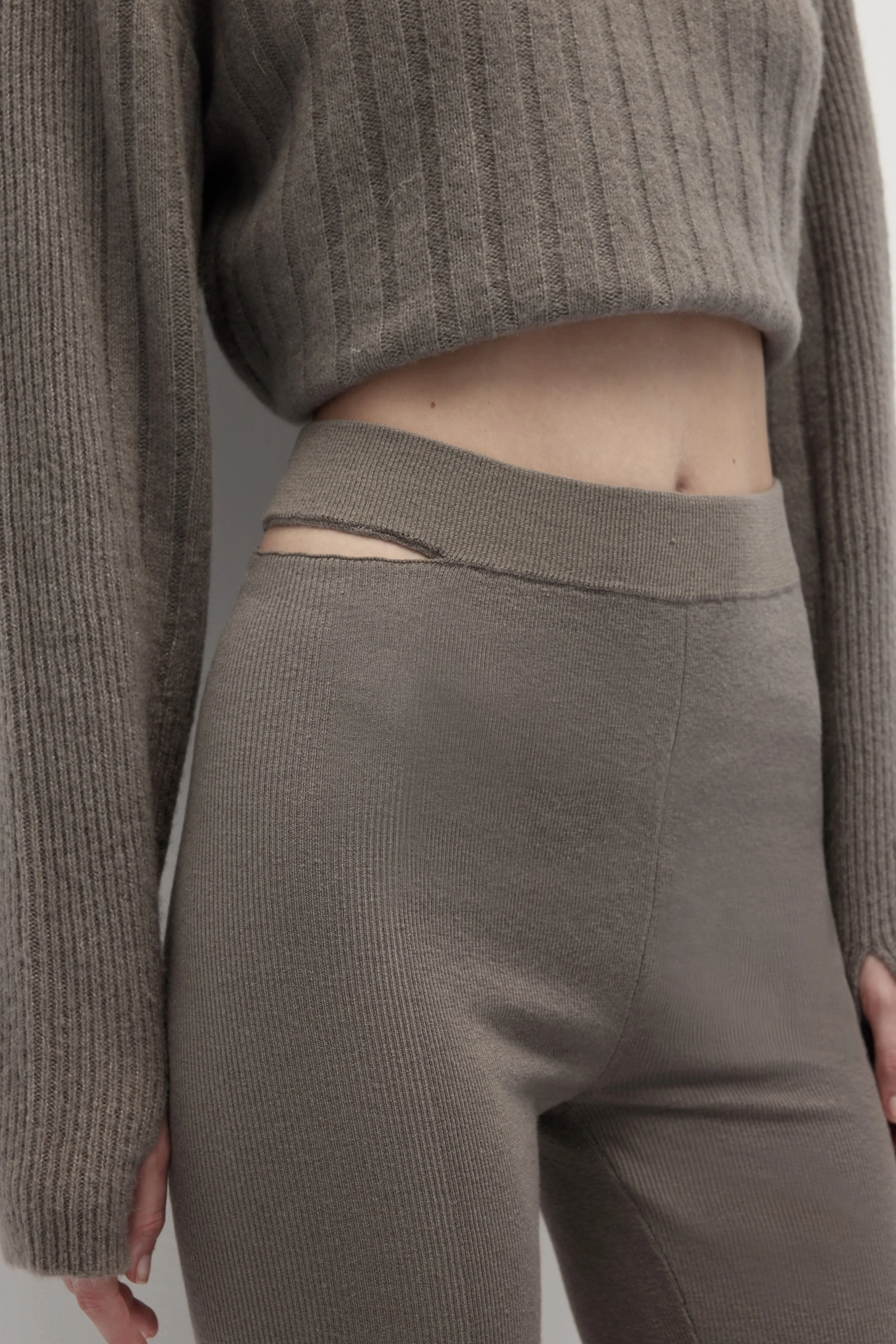 HUNDR. Wool Knit Fitted Pants - Cold Fog Gray - Image 5