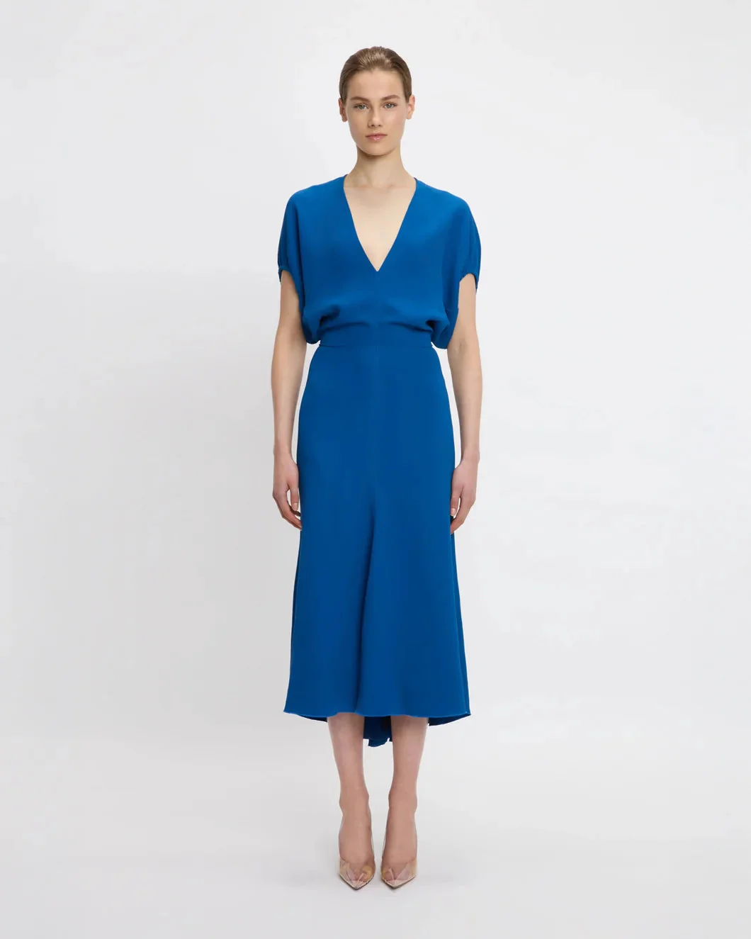 Victoria Beckham Blouson Detail Midi Dress - Sapphire - Image 2