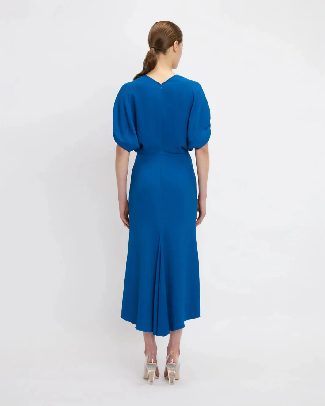 Victoria Beckham Blouson Detail Midi Dress - Sapphire - Image 4