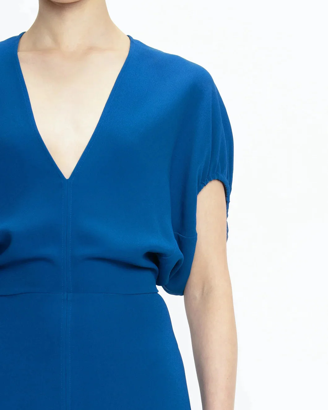 Victoria Beckham Blouson Detail Midi Dress - Sapphire - Image 5