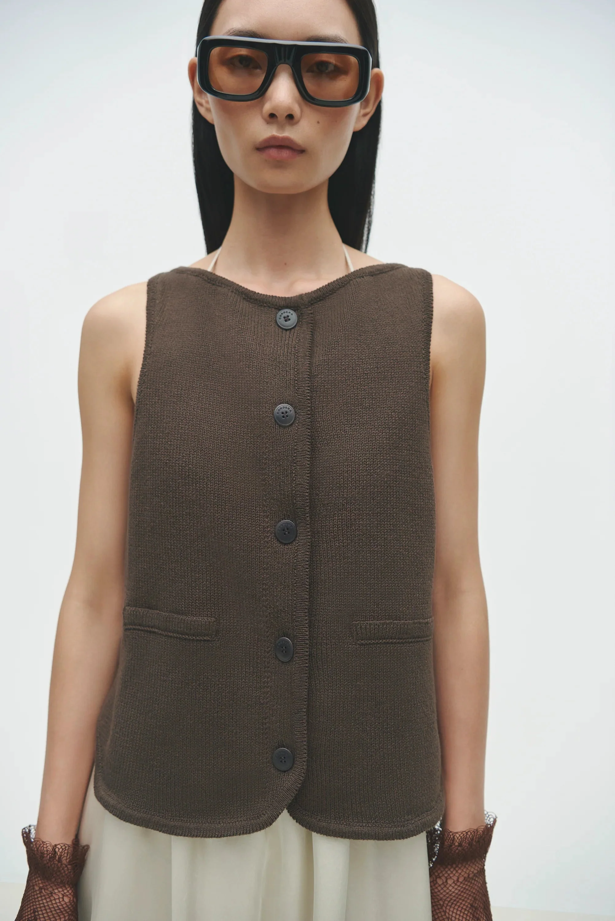Cordera Boat-Neck Waistcoat - Brown - Image 2