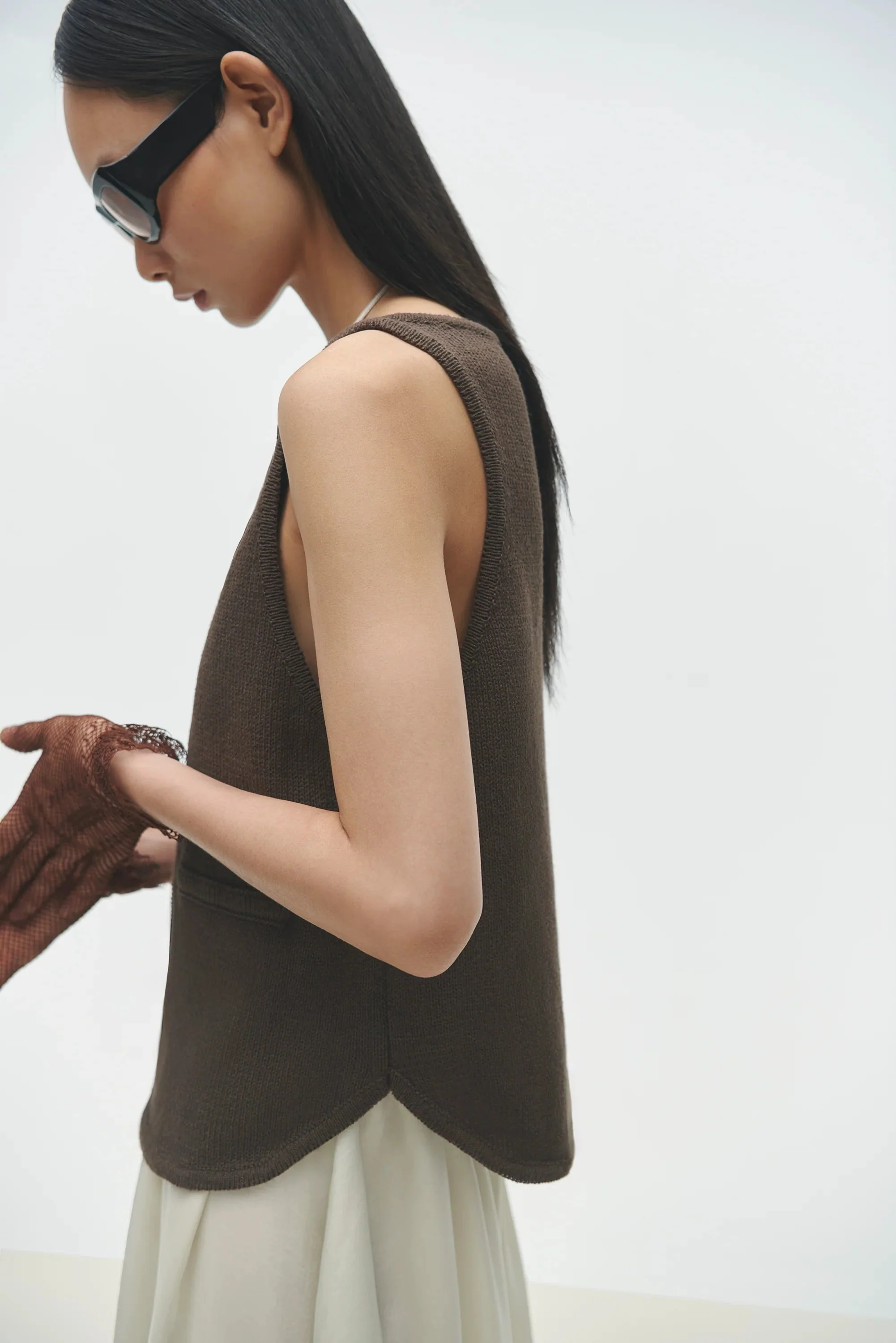 Cordera Boat-Neck Waistcoat - Brown - Image 3