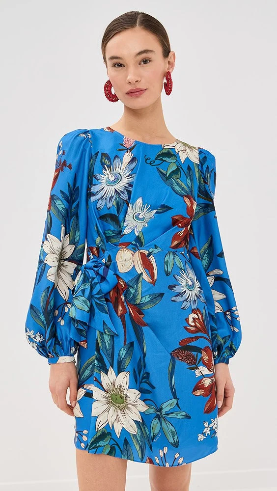 Farm Rio Wrap Mini Dress - Blue Surreal Flowers - Image 2