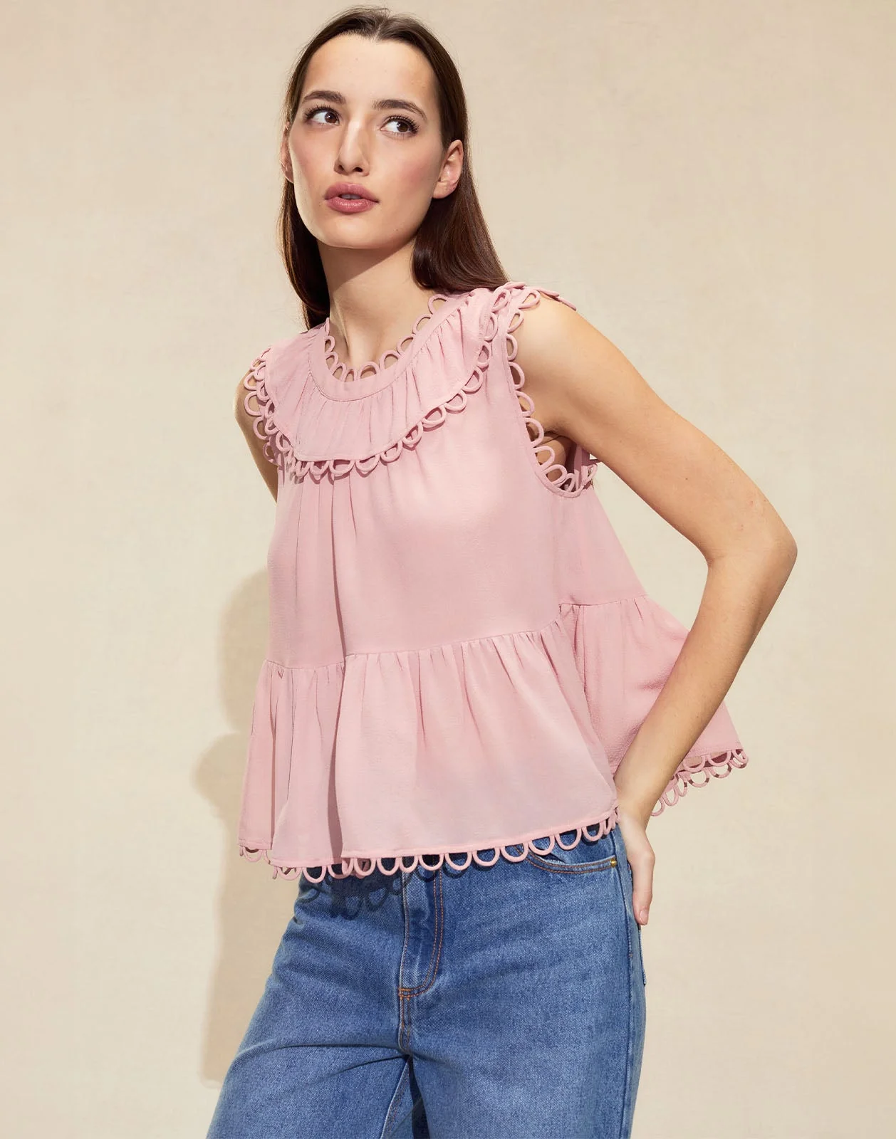 Cynthia Rowley Annabelle Sleeveless Blouse - Mauve - Image 2