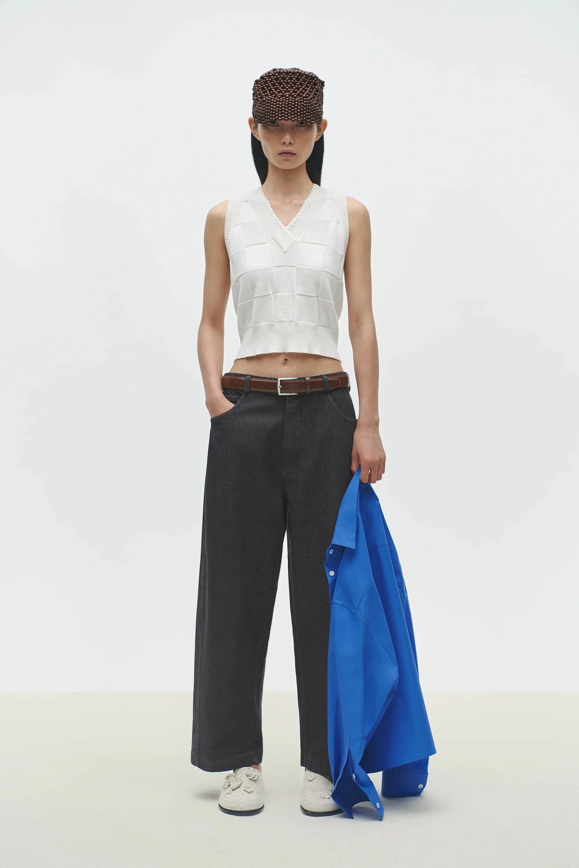 Cordera Checkered Cotton & Cashmere Waistcoat - White - Image 2