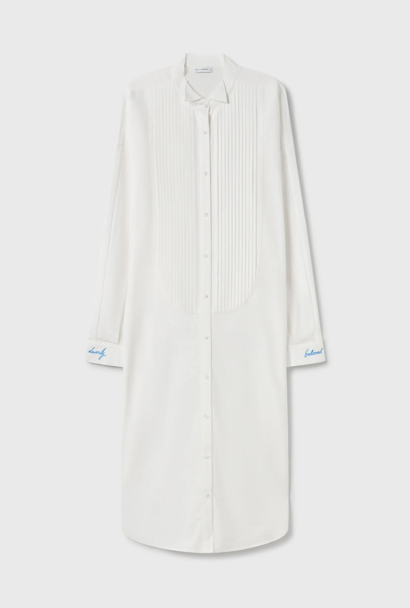 Silk Laundry Round Tux Shirt Dress - White - Image 2