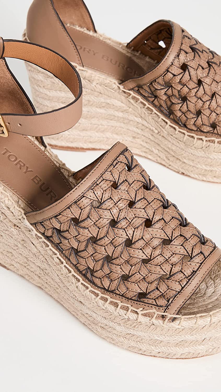 Tory Burch Basketweave Espadrille Wedges - Almond Flour - Image 2