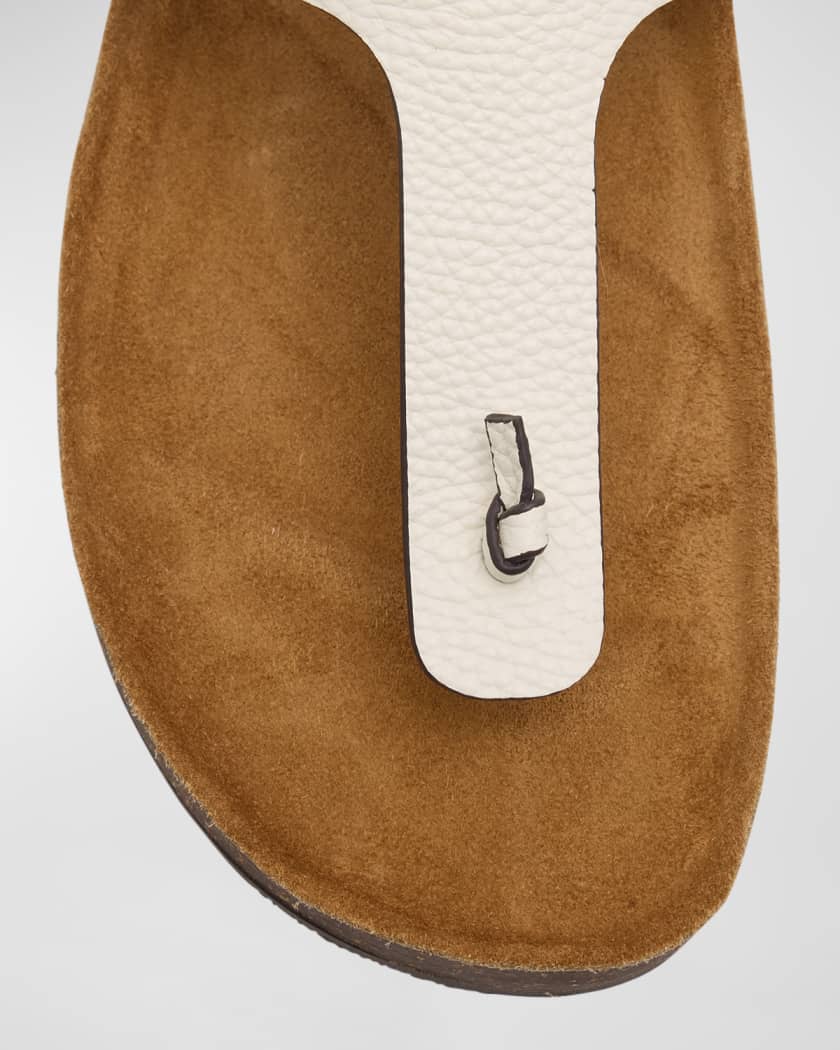 Tory Burch Mellow Croc Embossed Thong Sandals - Blanc/Light Oak - Image 2
