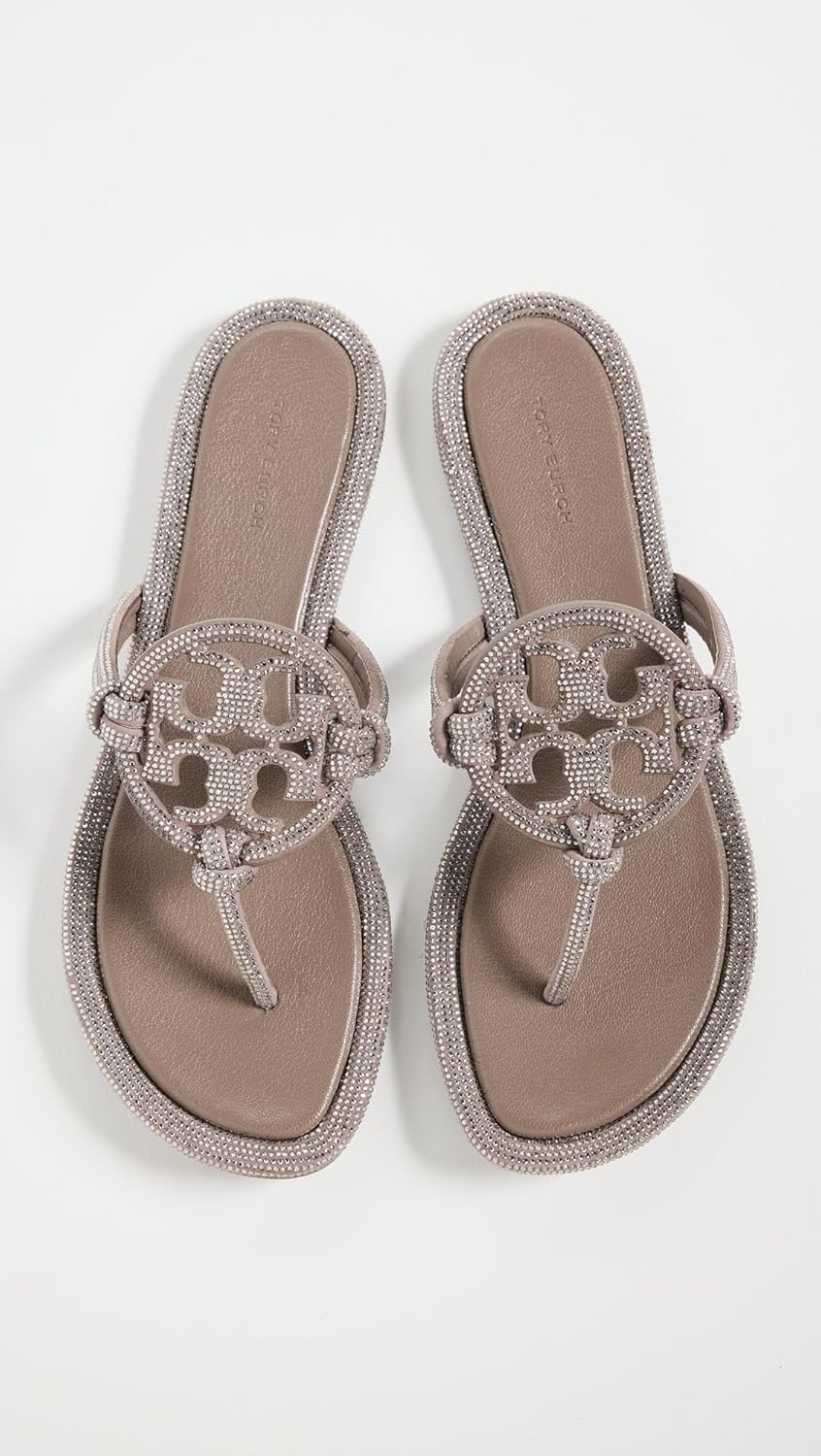 Tory Burch Miller Knotted Pave Suede Sandals - Dark Clay - Image 2