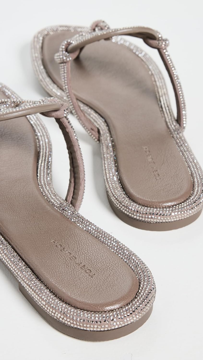 Tory Burch Miller Knotted Pave Suede Sandals - Dark Clay - Image 3