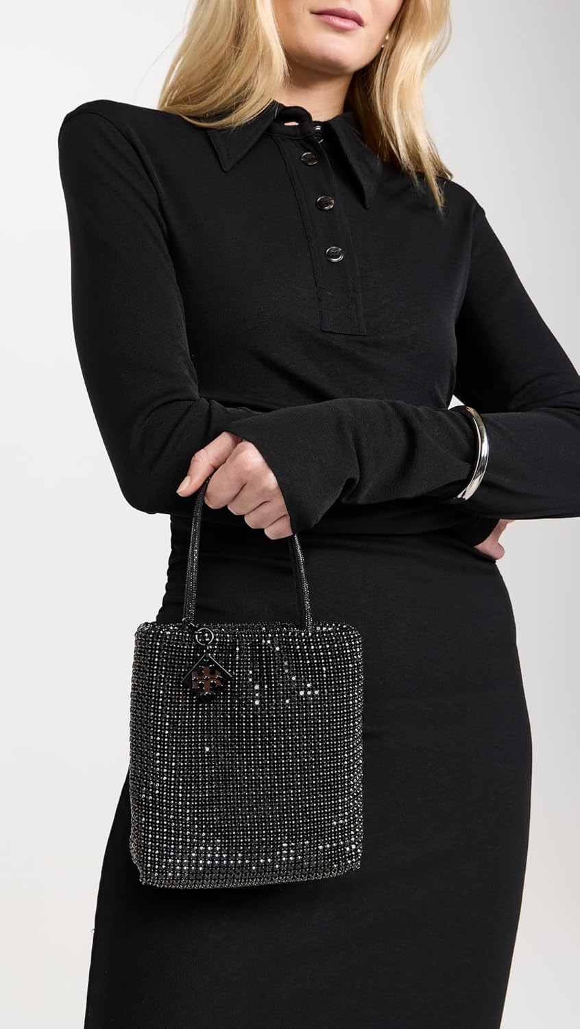Tory Burch Night Owl Crystal Embellished Mini Tote - Black - Image 2