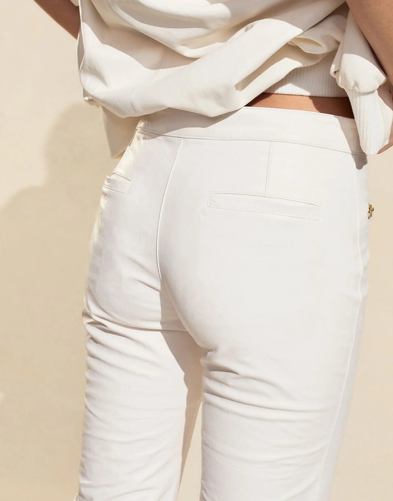 Cynthia Rowley Downtown Leather Capris - Off White - Image 4