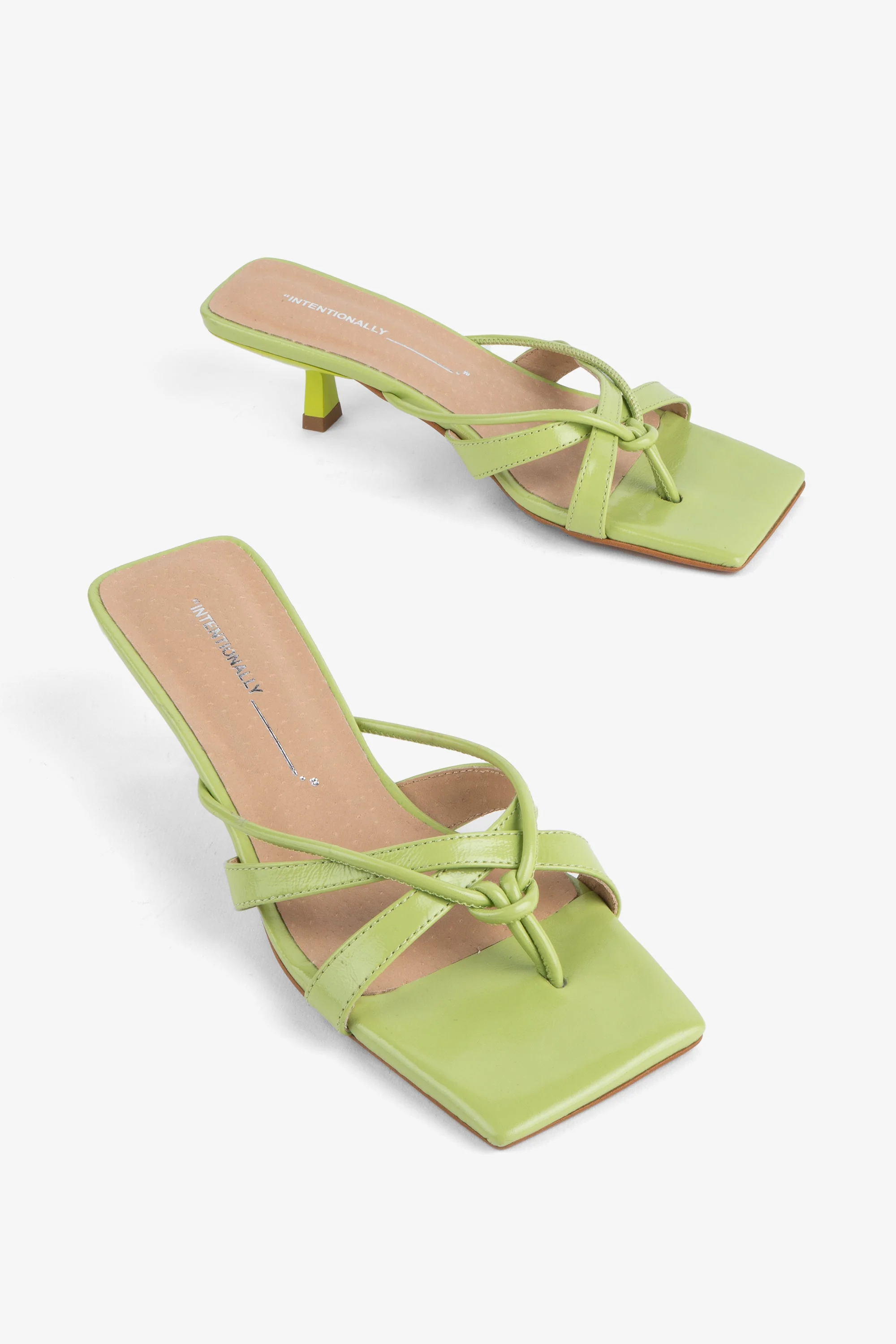 "INTENTIONALLY __________." ELI Kitten Heel Thong Sandal - Chestnut/Black/Pistachio - Image 13