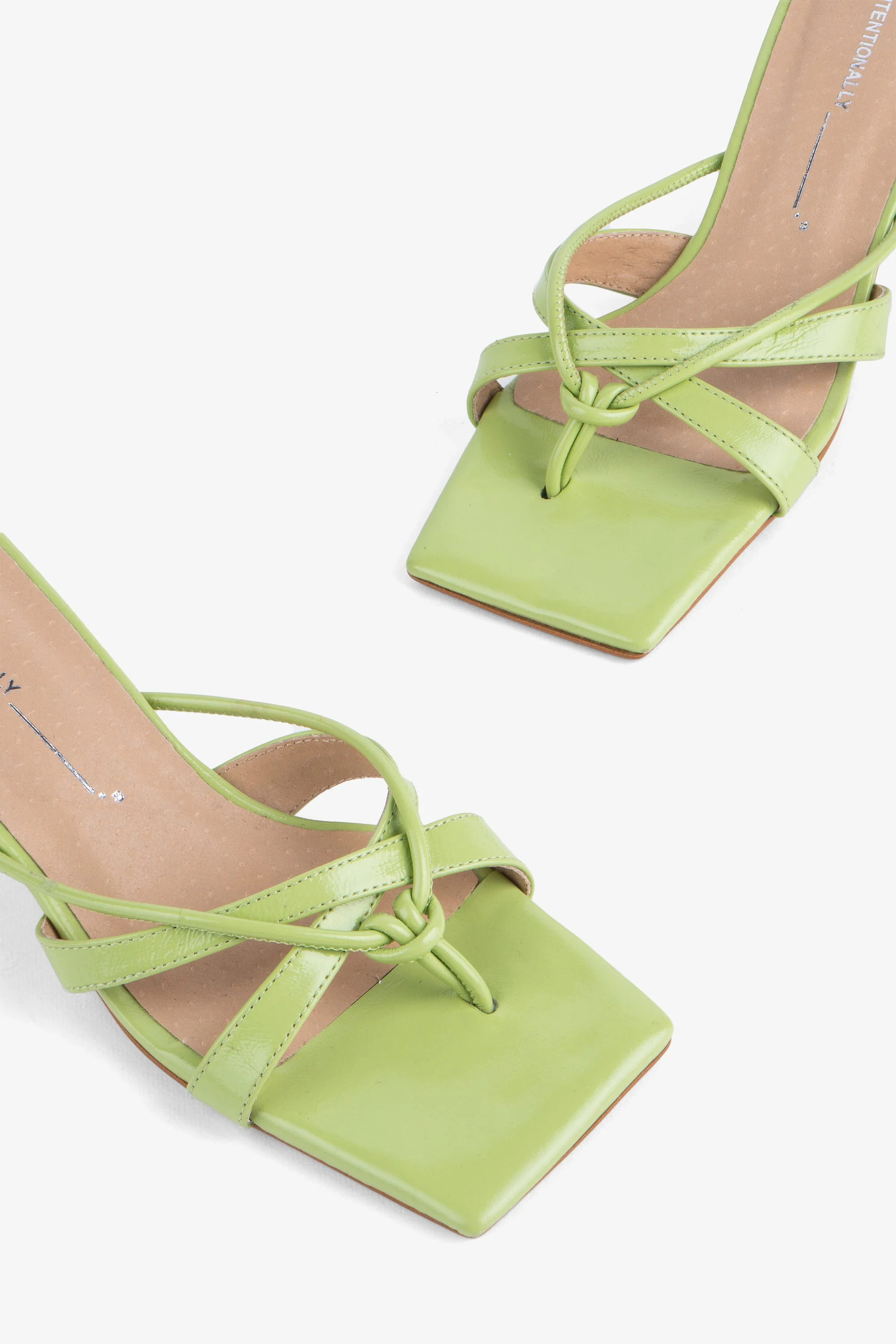 "INTENTIONALLY __________." ELI Kitten Heel Thong Sandal - Chestnut/Black/Pistachio - Image 14