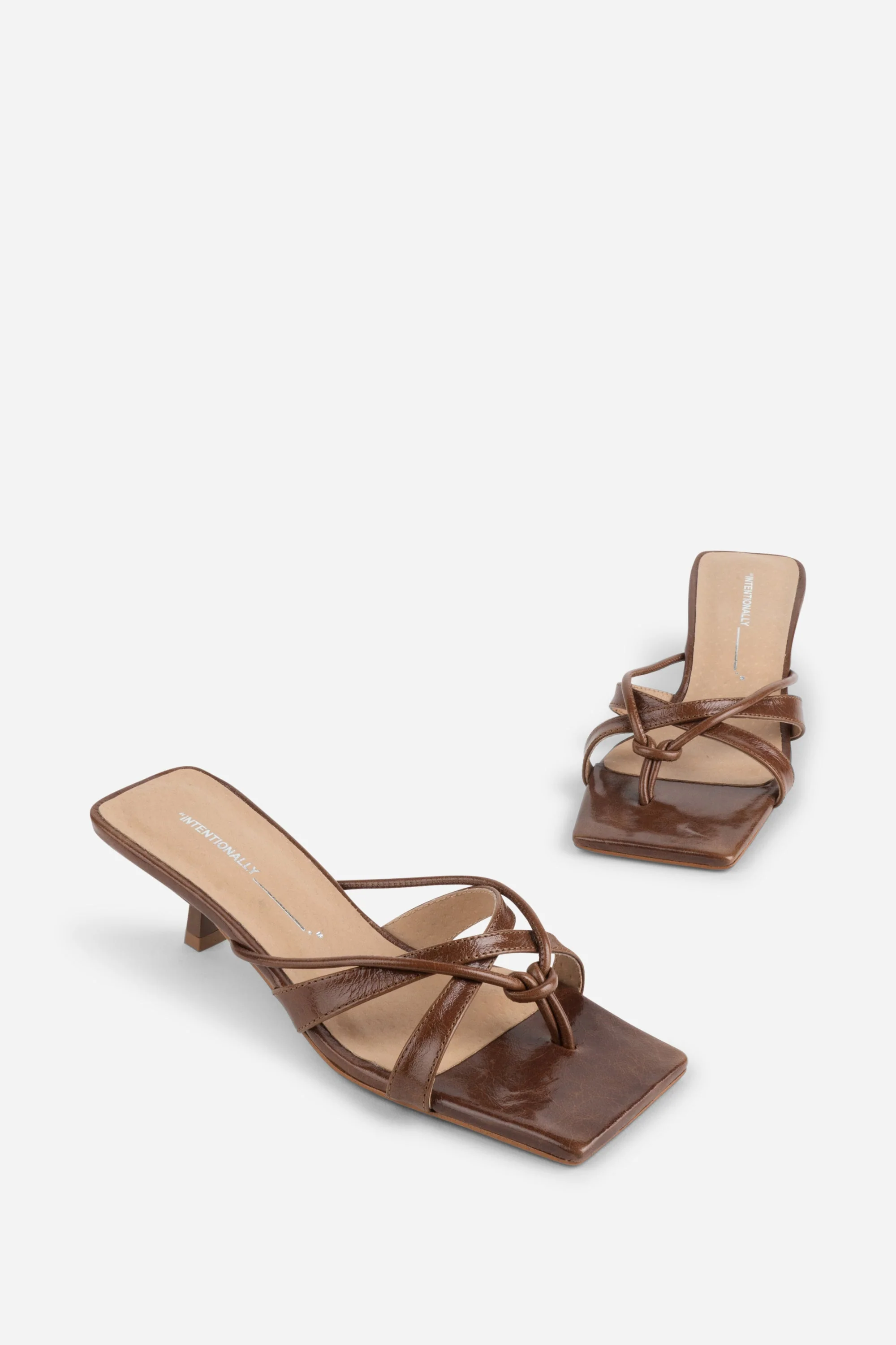 "INTENTIONALLY __________." ELI Kitten Heel Thong Sandal - Chestnut/Black/Pistachio - Image 3