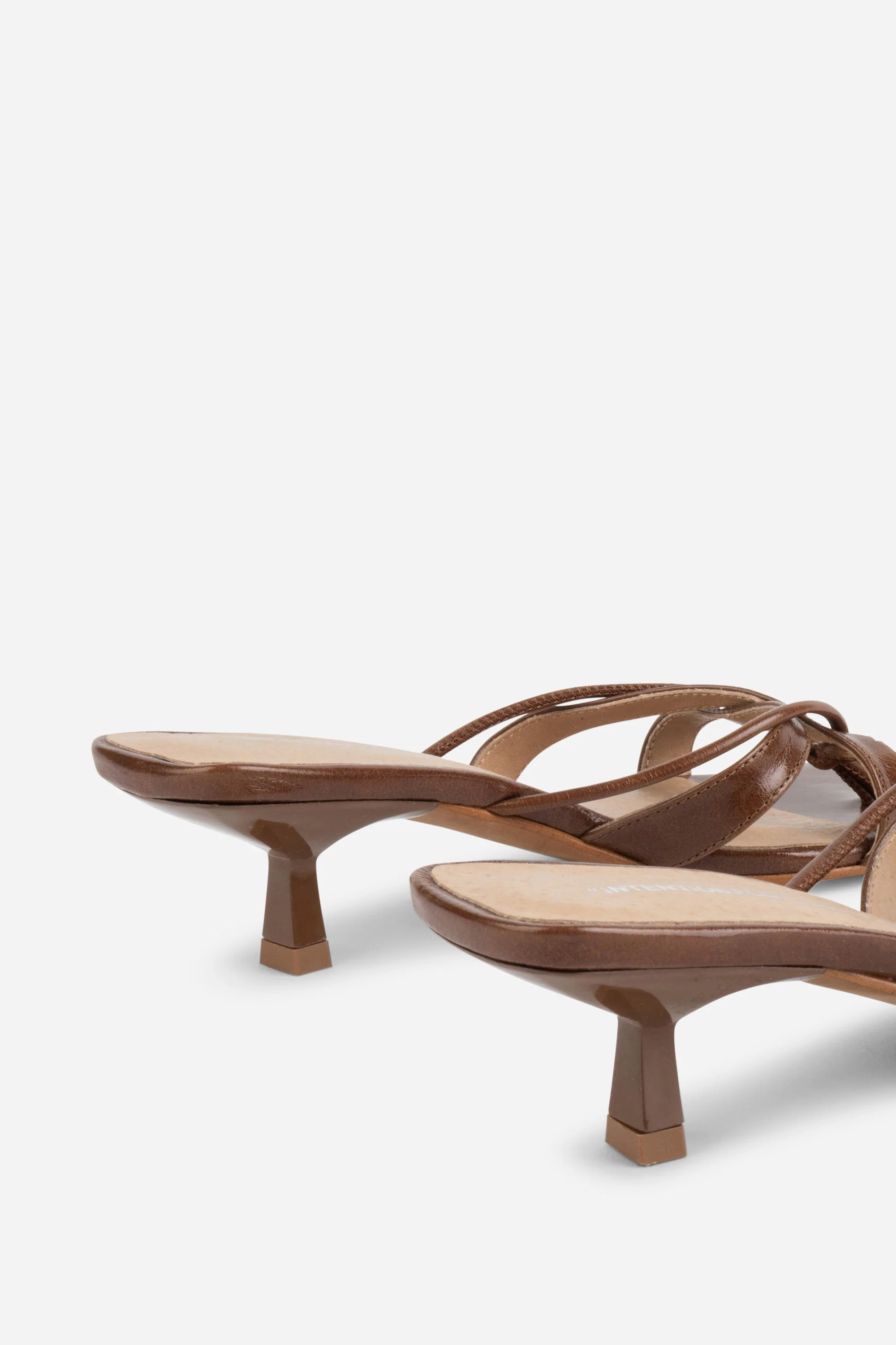 "INTENTIONALLY __________." ELI Kitten Heel Thong Sandal - Chestnut/Black/Pistachio - Image 5