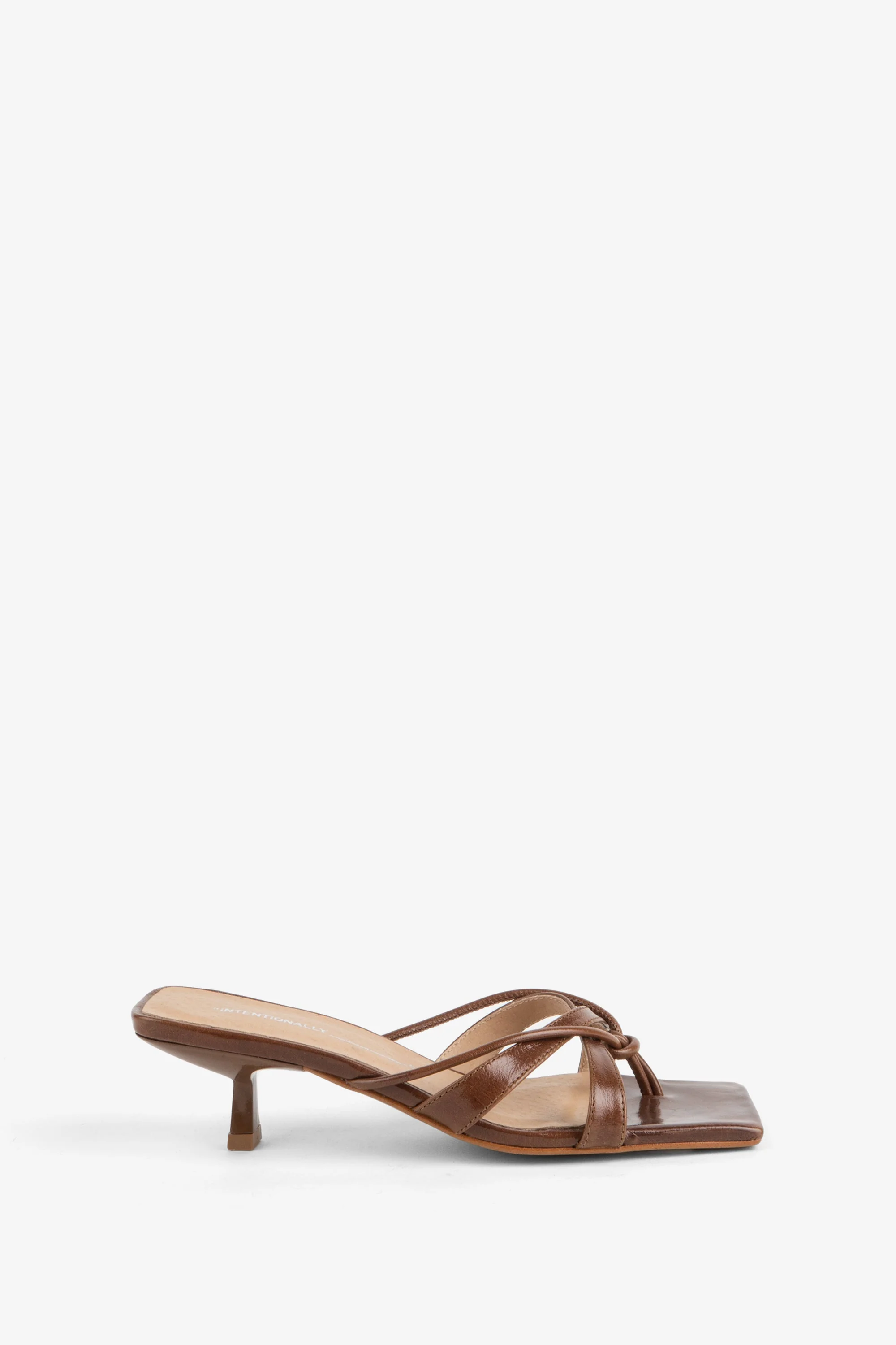 "INTENTIONALLY __________." ELI Kitten Heel Thong Sandal - Chestnut/Black/Pistachio - Image 6