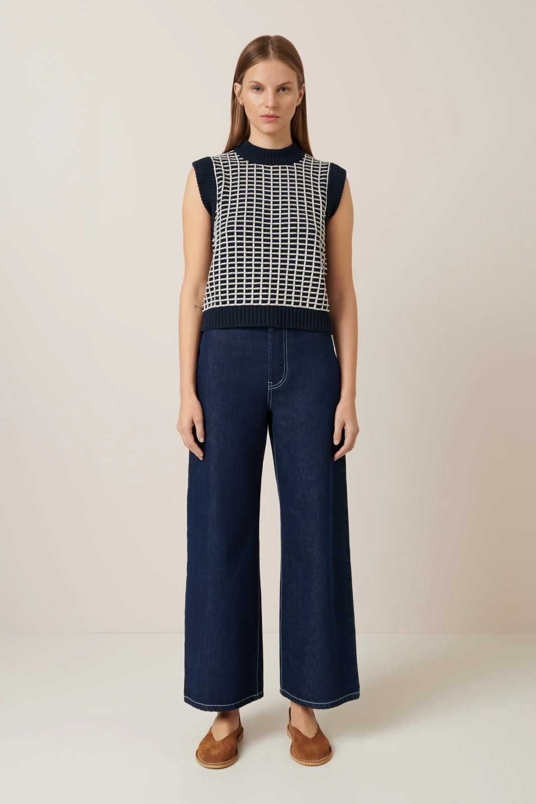Kowtow Grid Vest - Navy Grid - Image 2