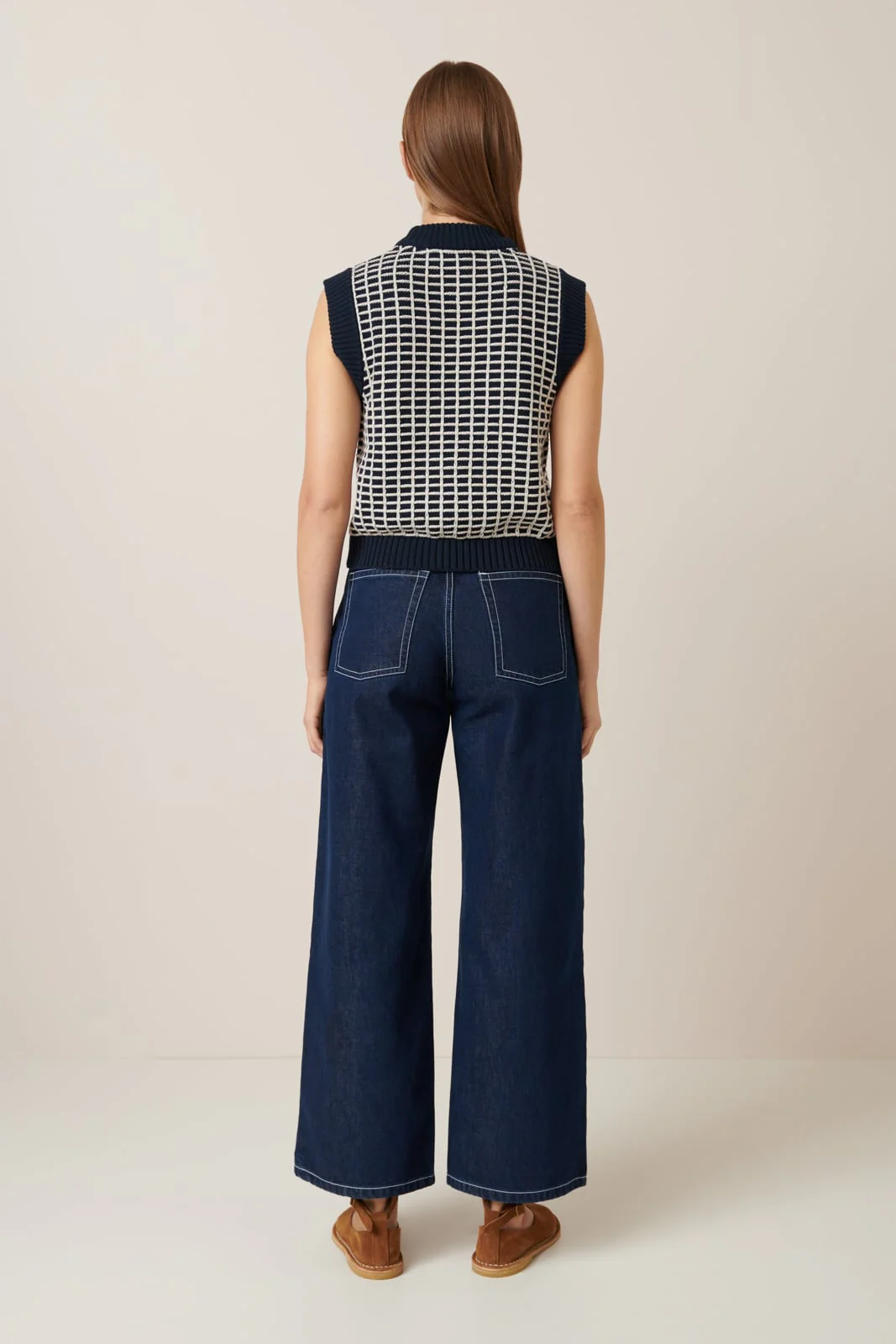 Kowtow Grid Vest - Navy Grid - Image 3