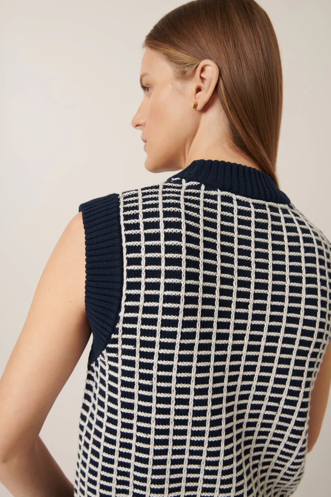 Kowtow Grid Vest - Navy Grid - Image 4