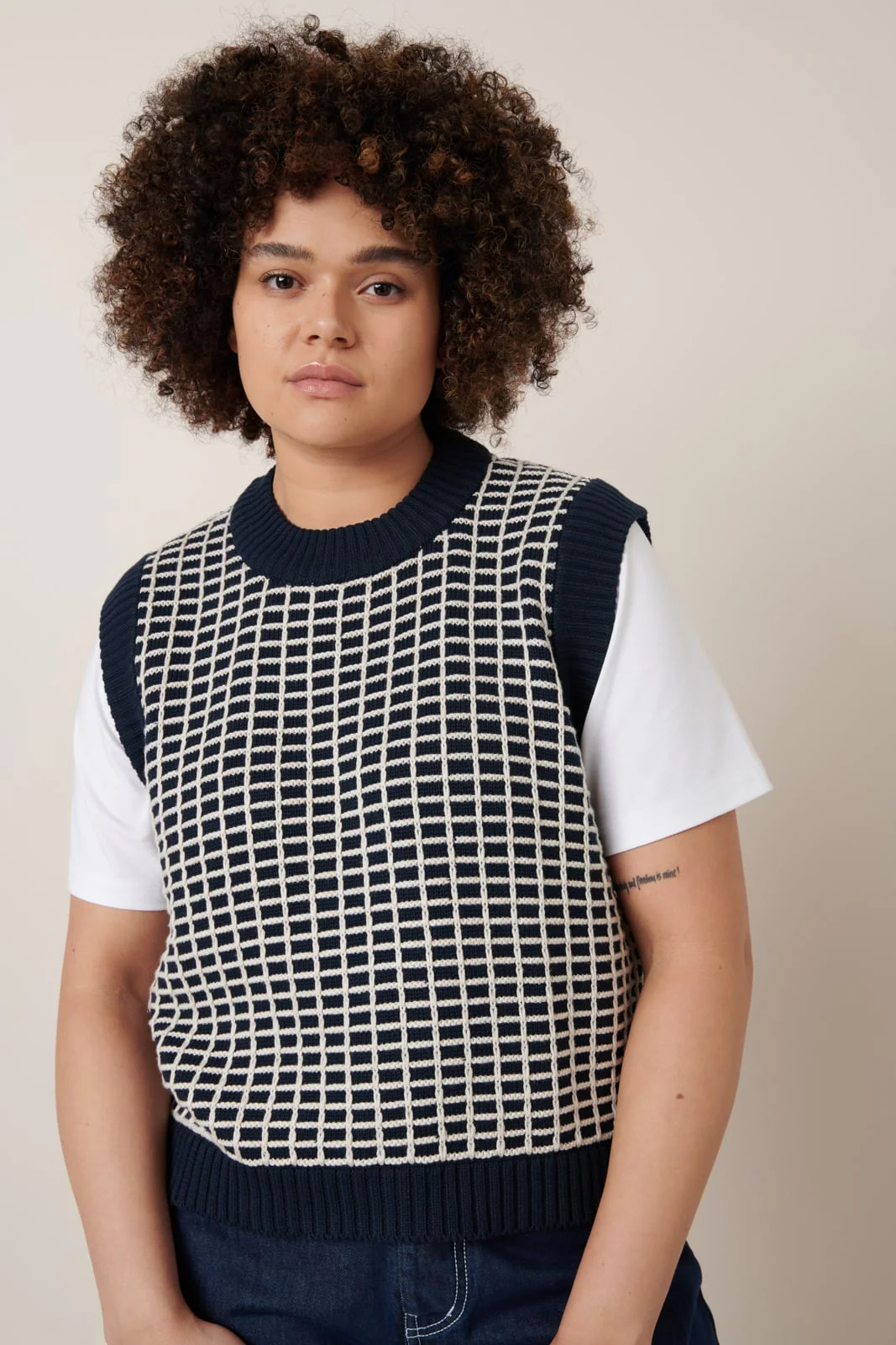 Kowtow Grid Vest - Navy Grid - Image 5