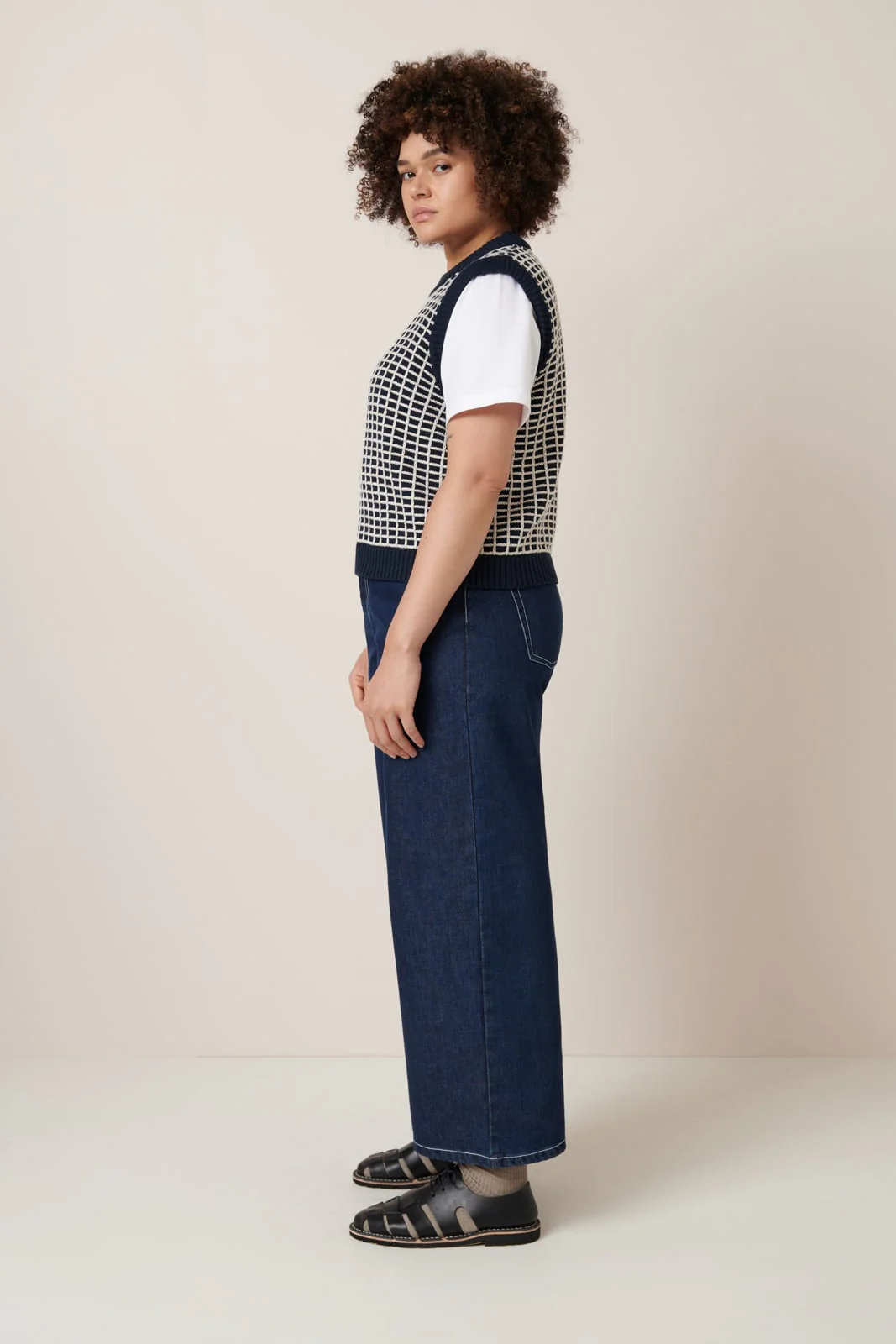 Kowtow Grid Vest - Navy Grid - Image 6