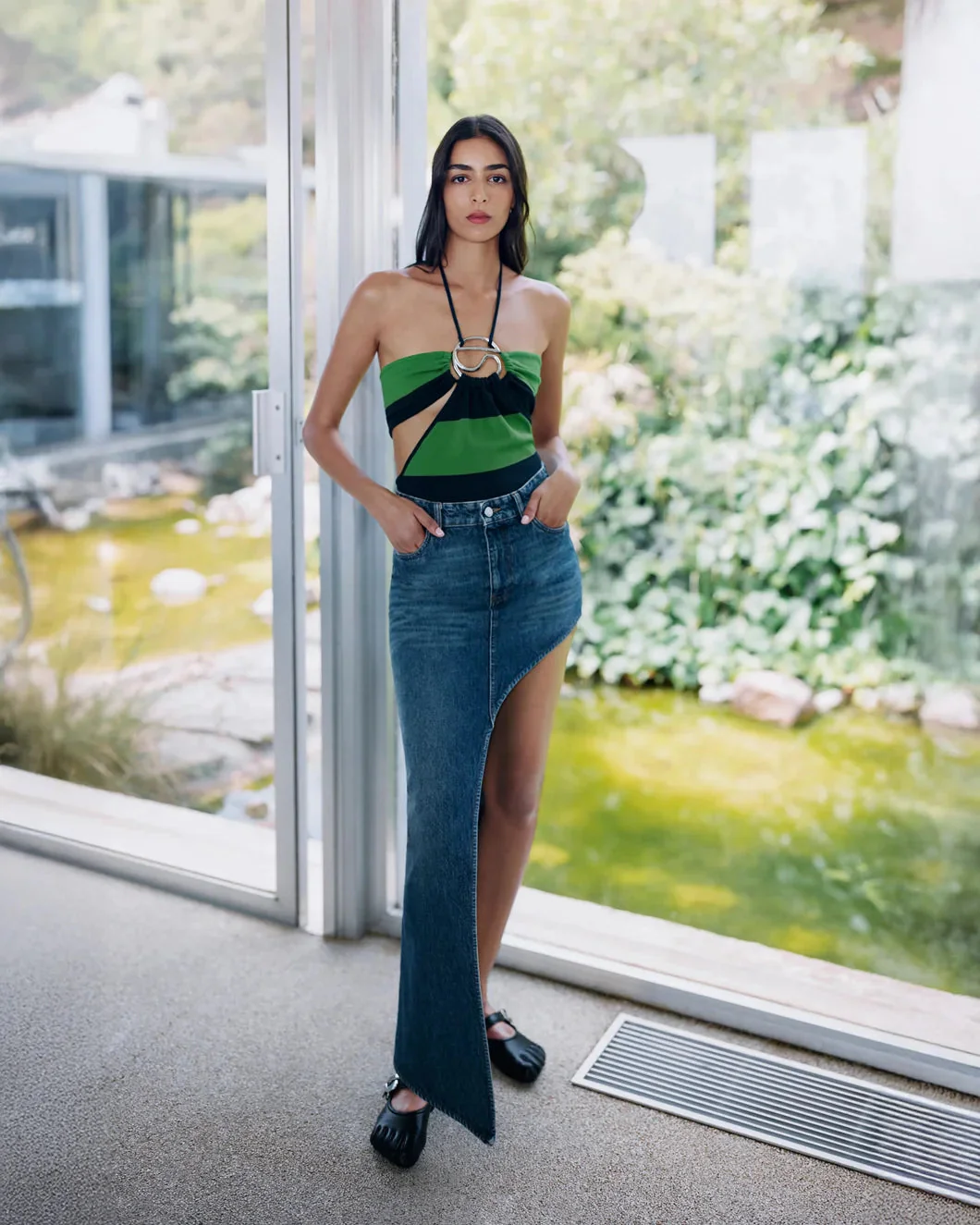 Coperni Knitted Striped Bodysuit - Green/Blue - Image 3