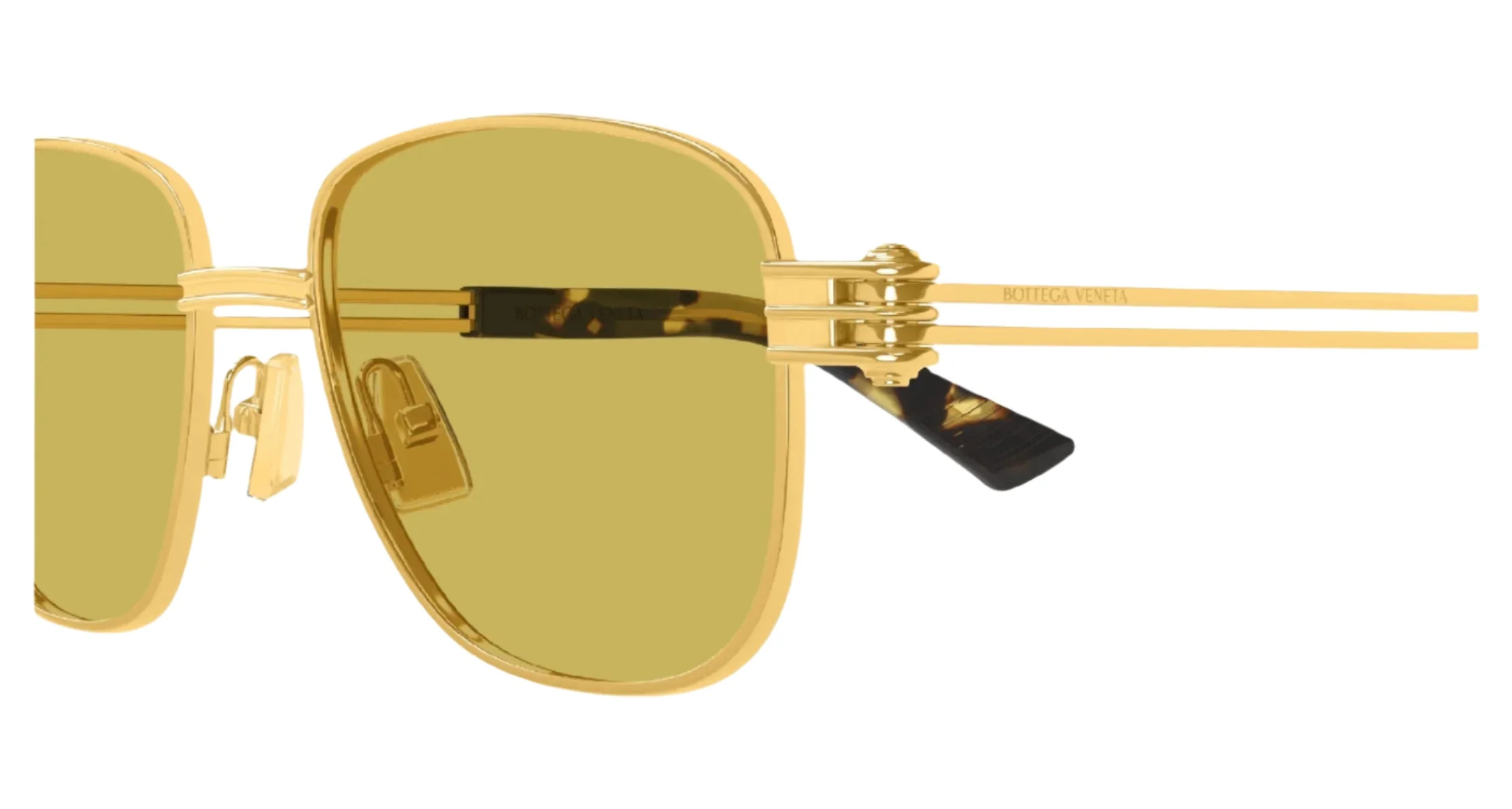 Bottega Veneta Metal Square Sunglasses - Gold/Yellow - Image 3