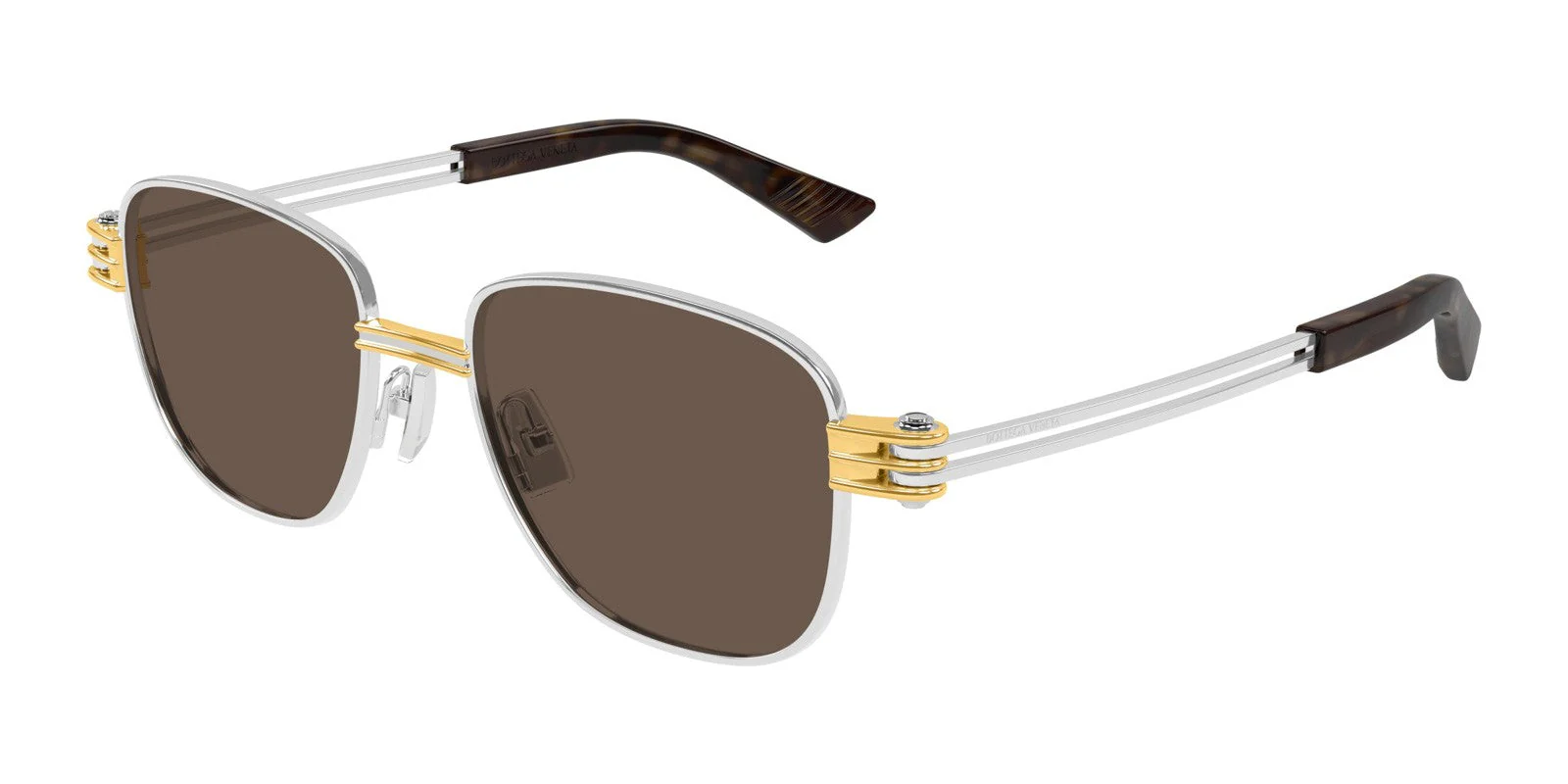 BOTTEGA VENETA Metal Square Sunglasses - Brown/Havana - Image 2