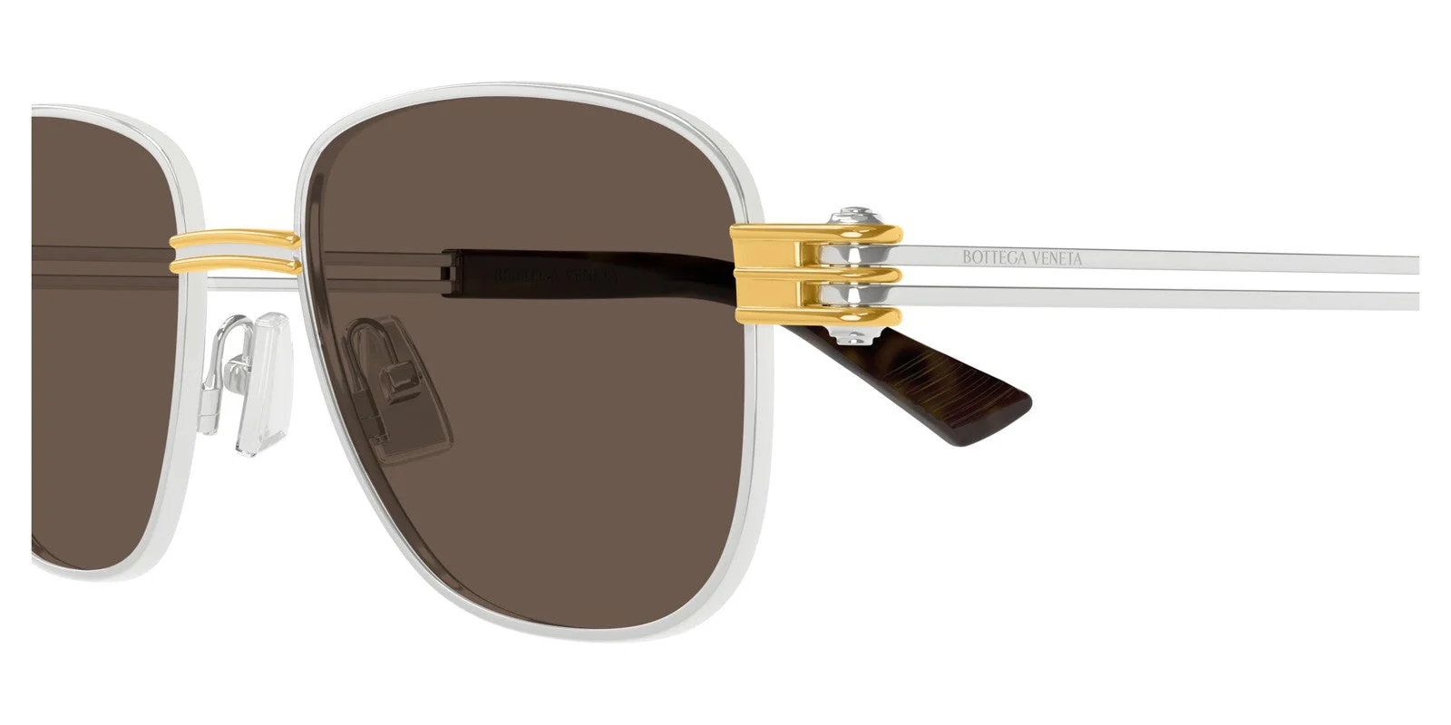 BOTTEGA VENETA Metal Square Sunglasses - Brown/Havana - Image 3