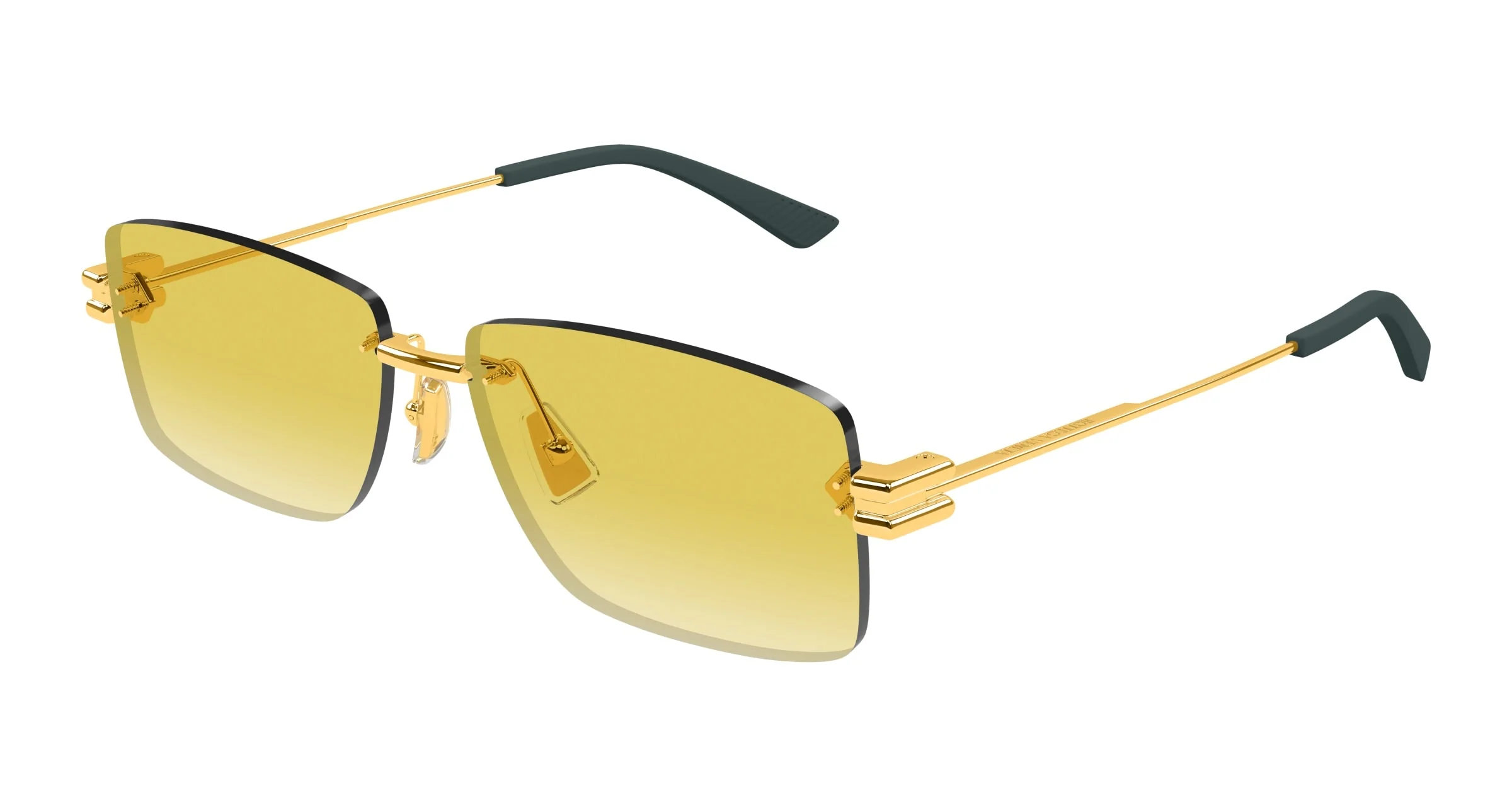 BOTTEGA VENETA Rectangular Metal Sunglasses - Gold/Yellow - Image 2
