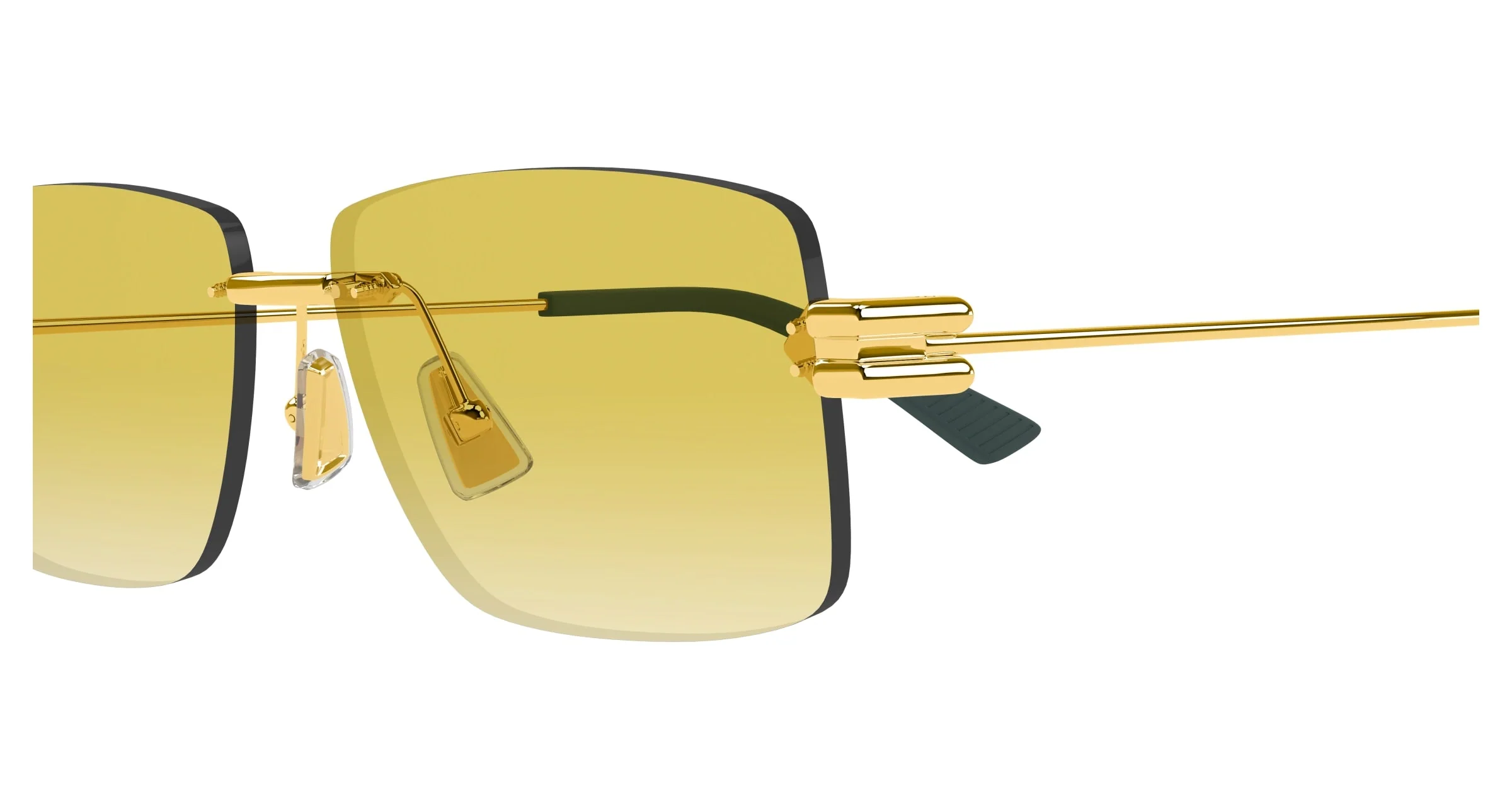BOTTEGA VENETA Rectangular Metal Sunglasses - Gold/Yellow - Image 3